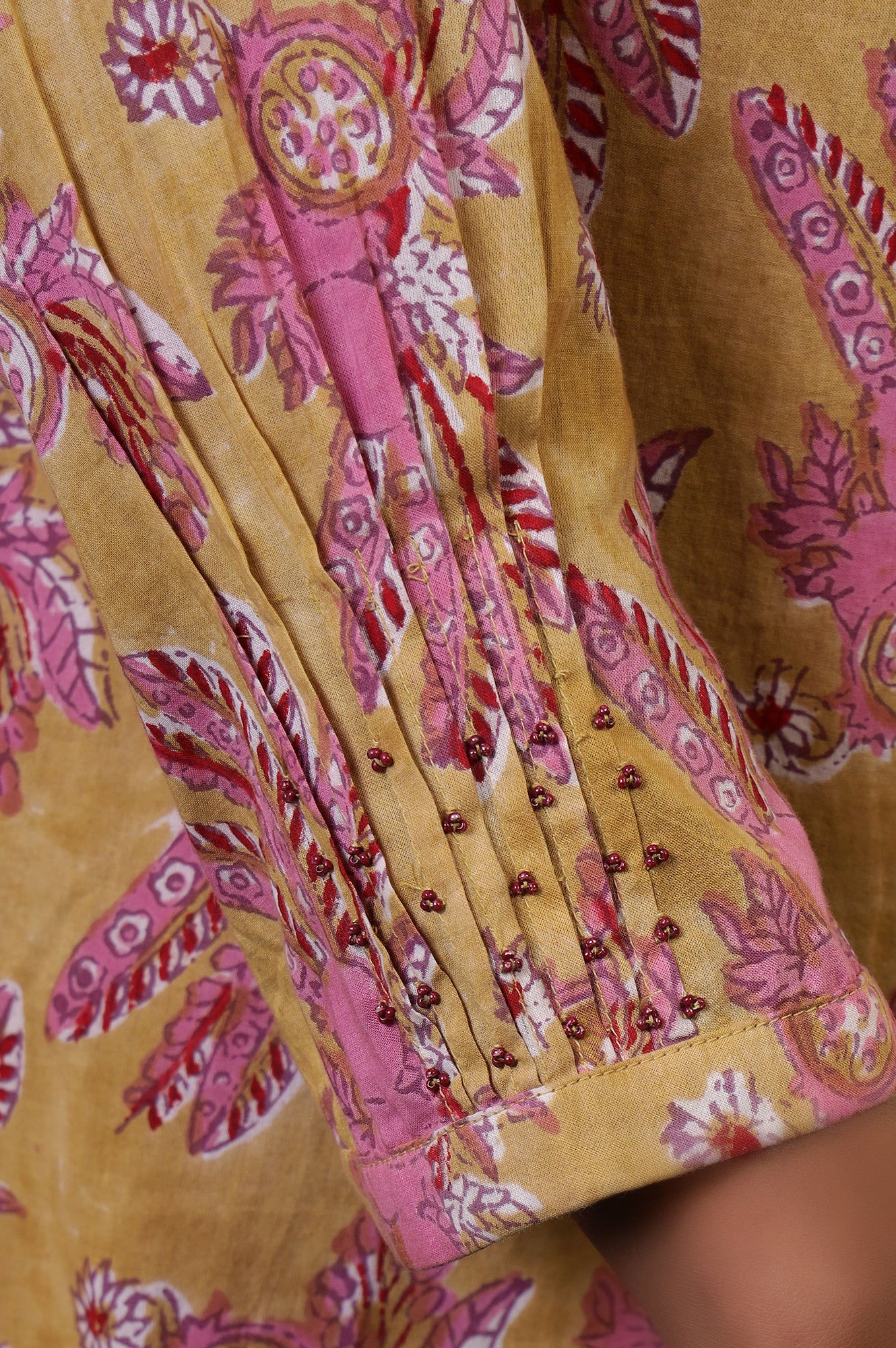 Apple Yellow Hand Block Printed Cotton Kurta and Pants Co-ord Set - Image 8