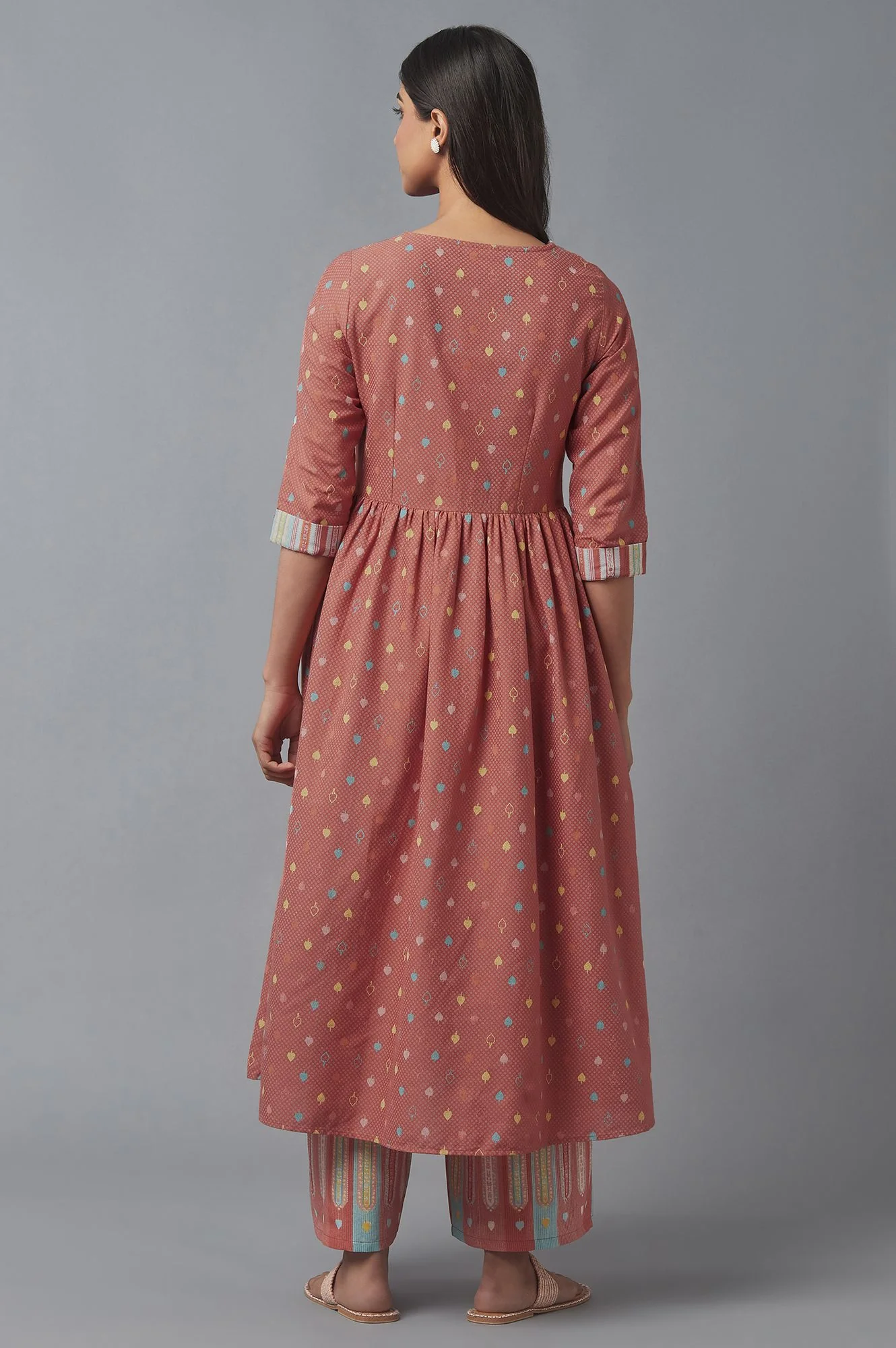Apricot Orange Flared kurta - Image 2