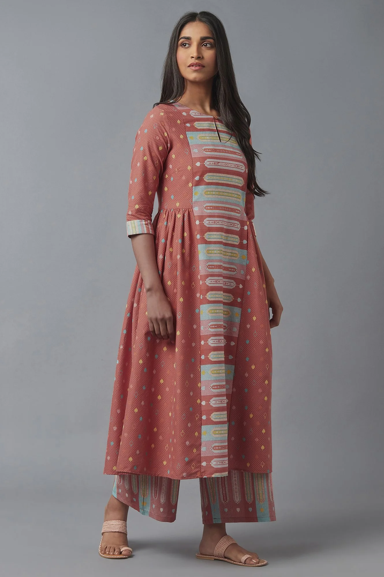 Apricot Orange Flared kurta - Image 4