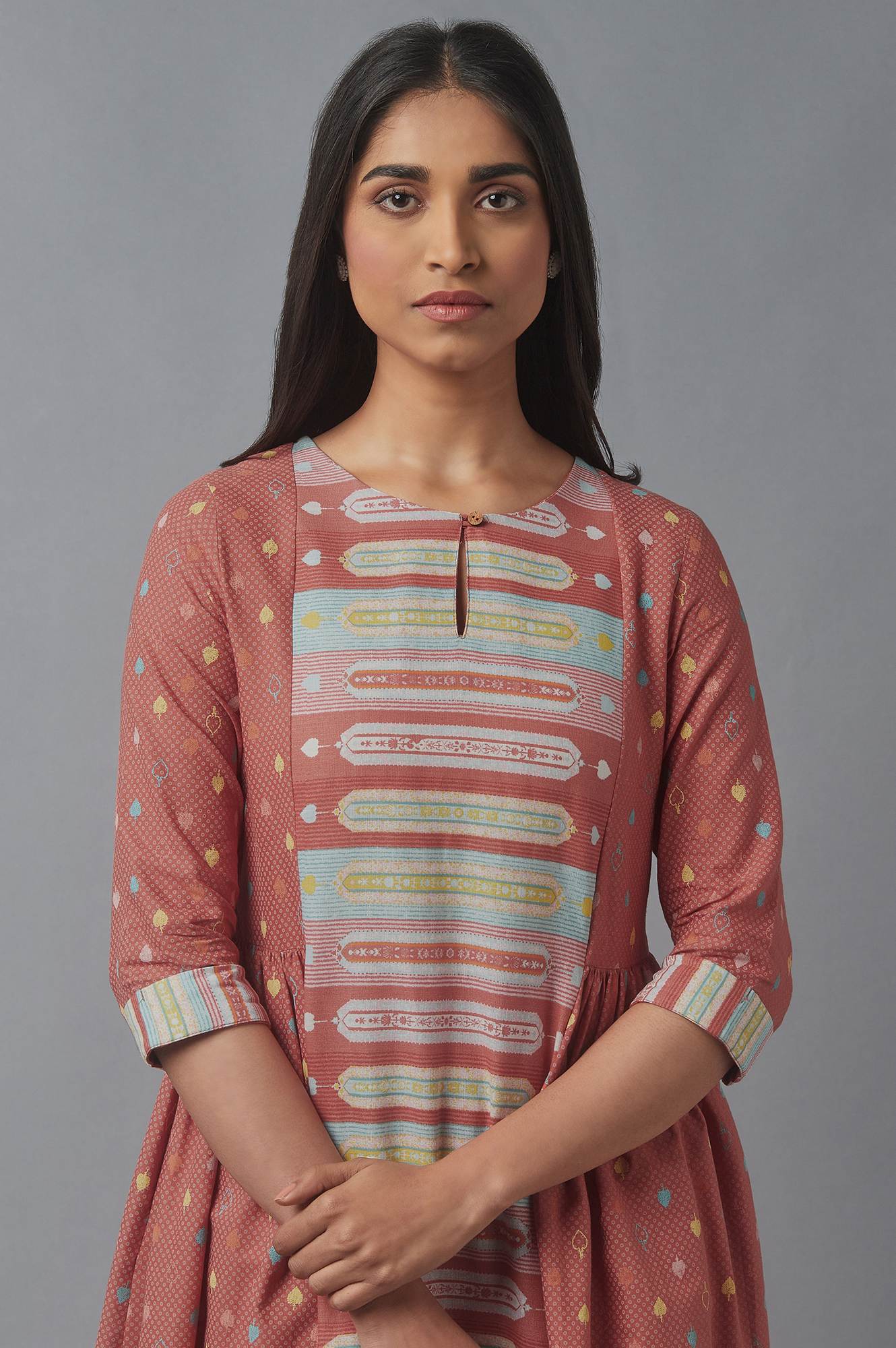 Apricot Orange Flared kurta - Image 5