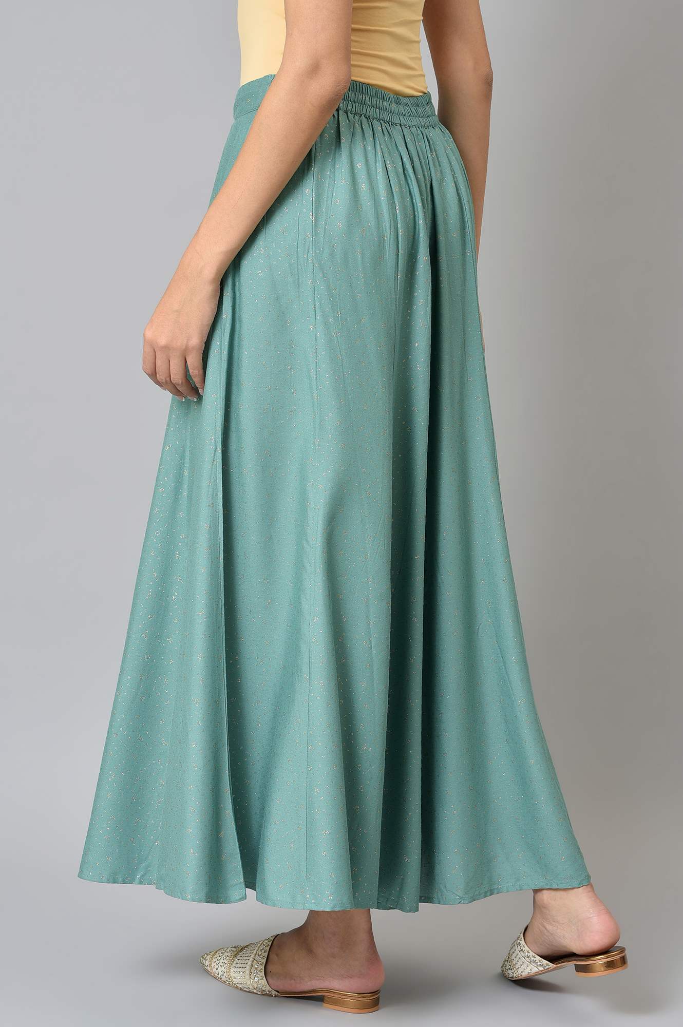 Aqua Blue Printed Straight Culottes - Image 2