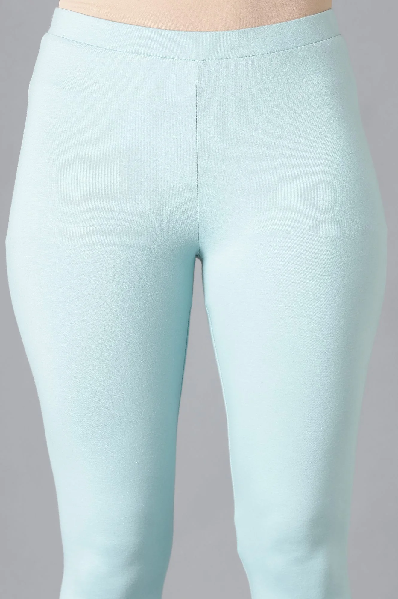 Aqua Blue Solid Cotton Tights - Image 5