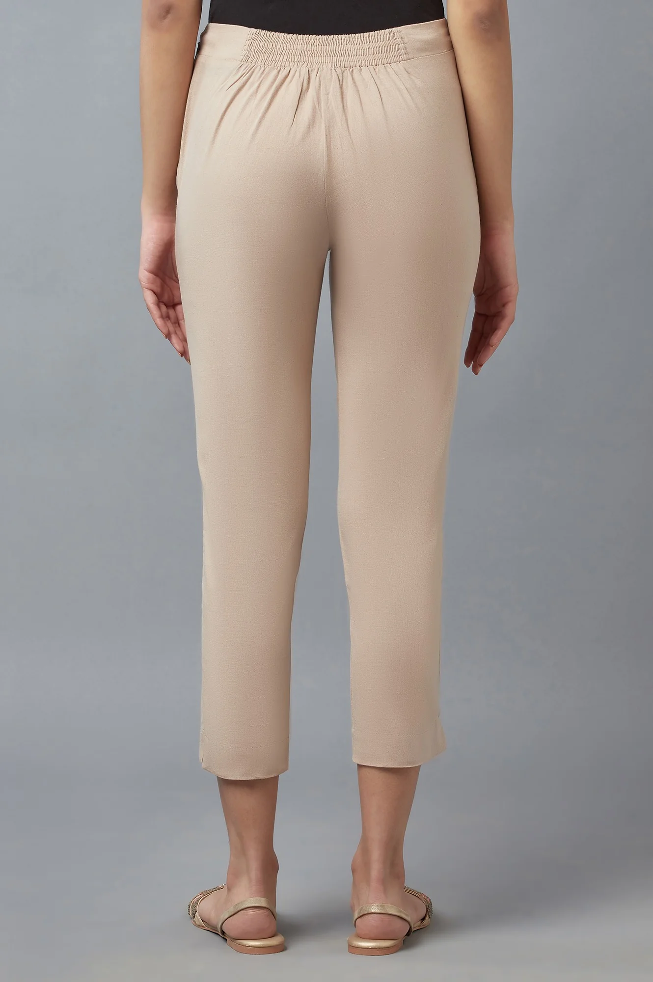 Beige-coloured Ankle-Length Trousers - Image 2