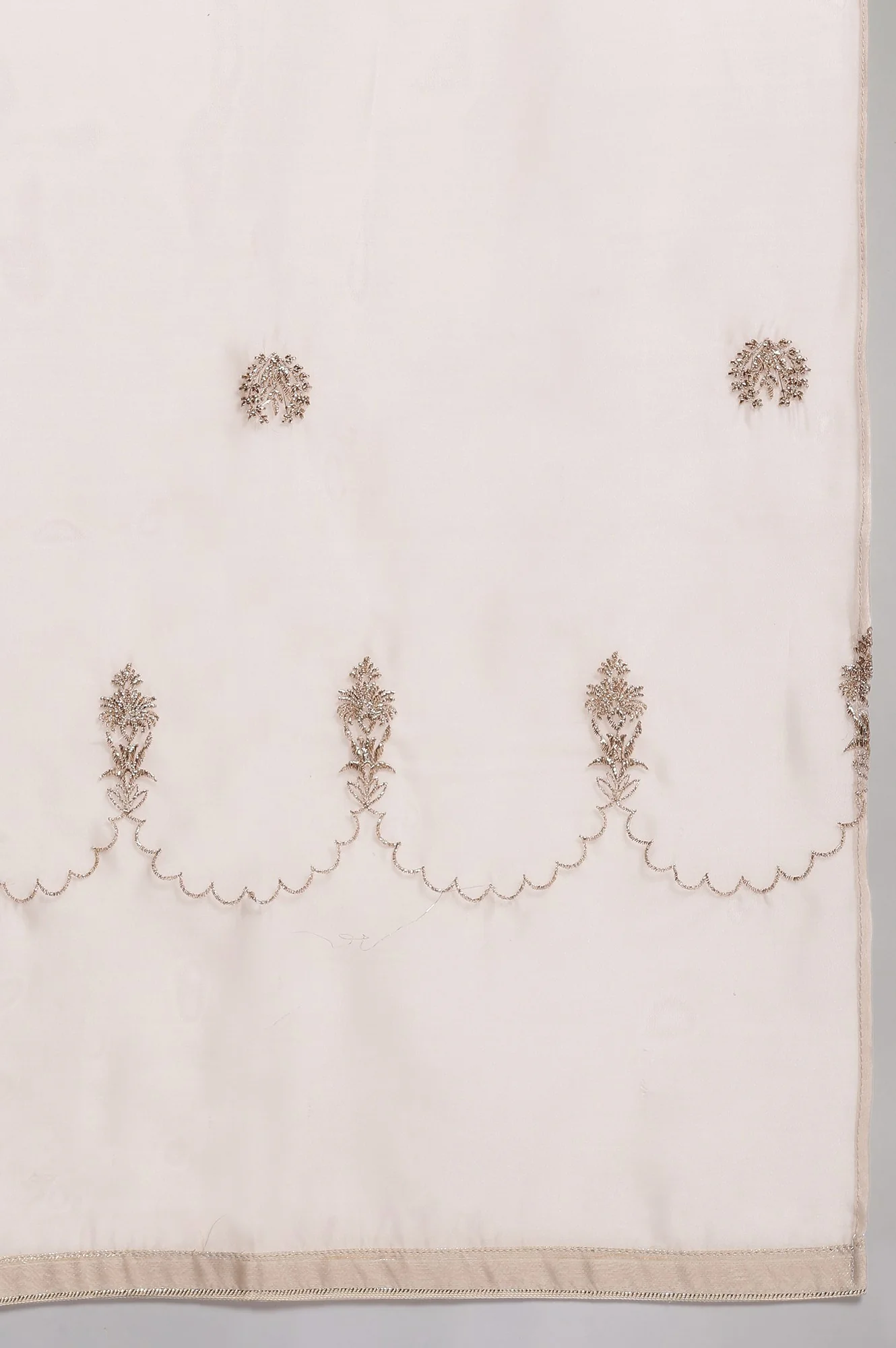Beige Embroidered Organza Dupatta - Image 4