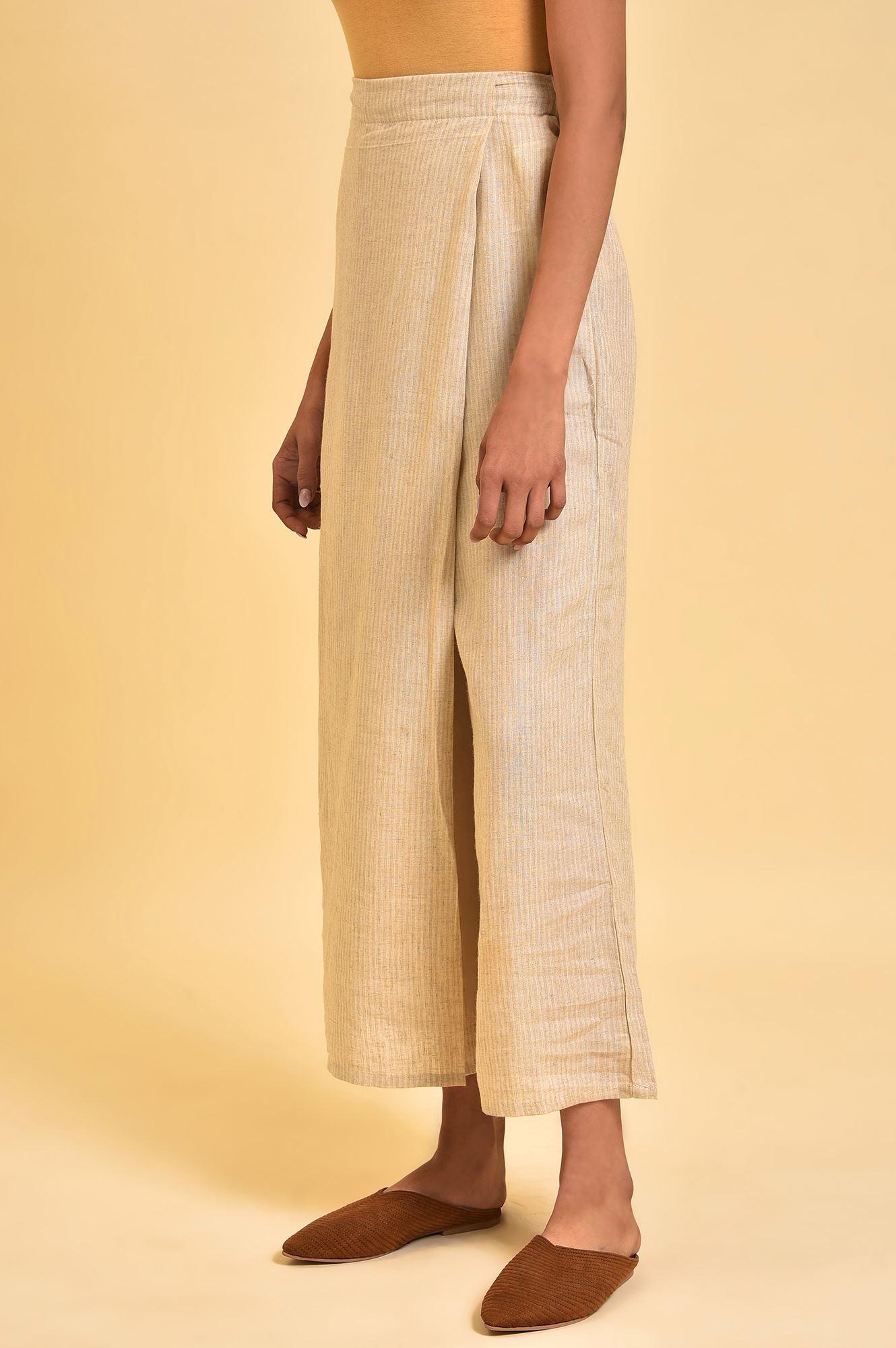 Beige Front Overlap Pants - Image 3