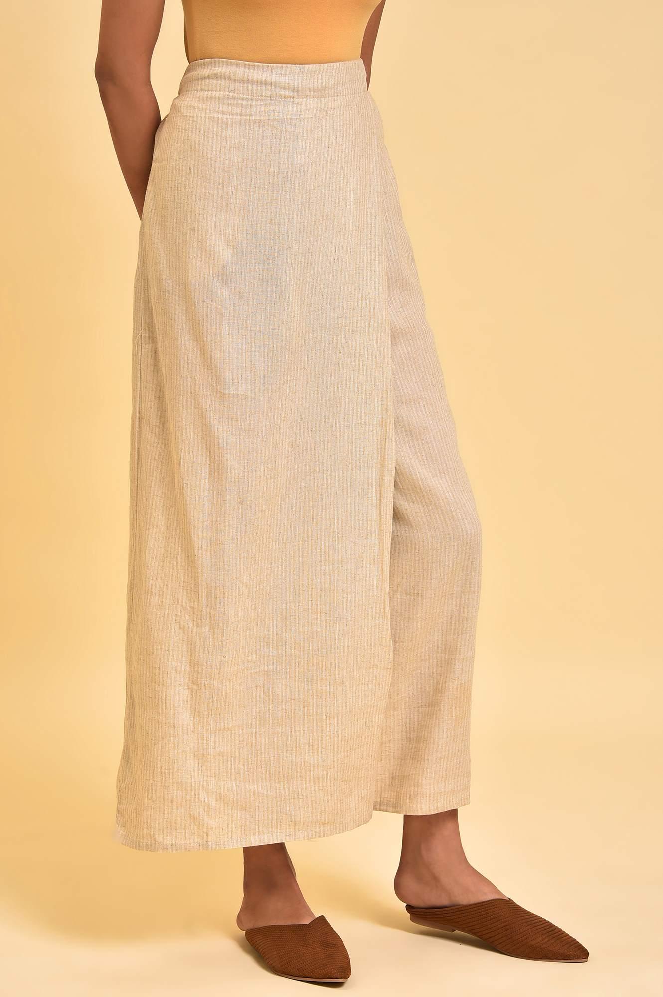 Beige Front Overlap Pants - Image 4