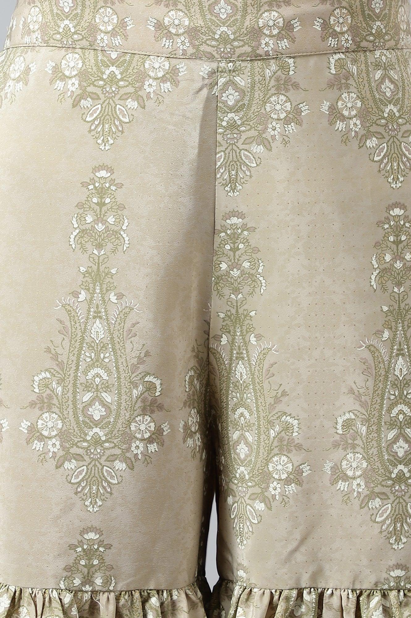 Beige Printed Gathered Sharara - Image 8