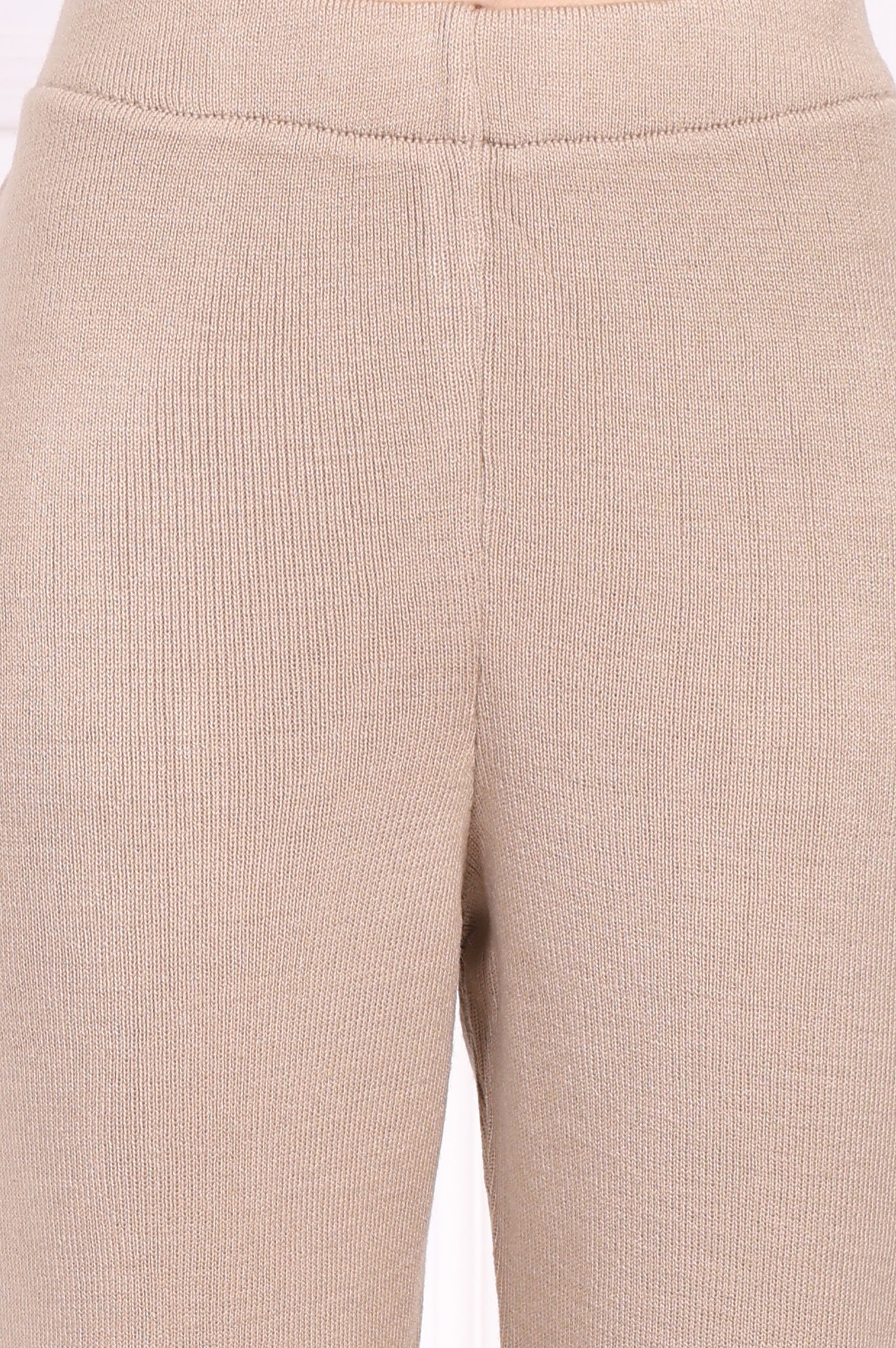 Beige Solid Acrylic Winter Legging - Image 6