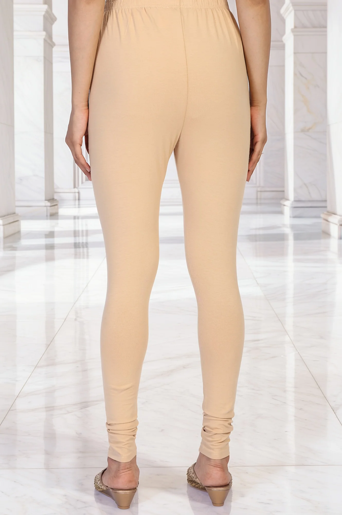 Beige Solid Cotton Tight - Image 4