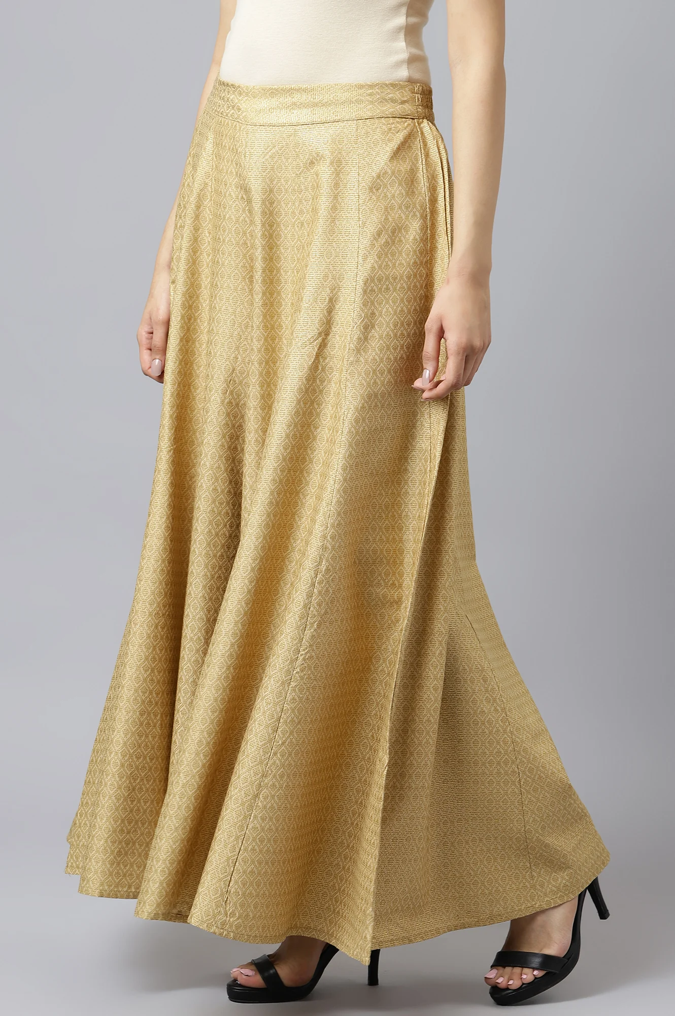 Beige Solid Culottes - Image 2