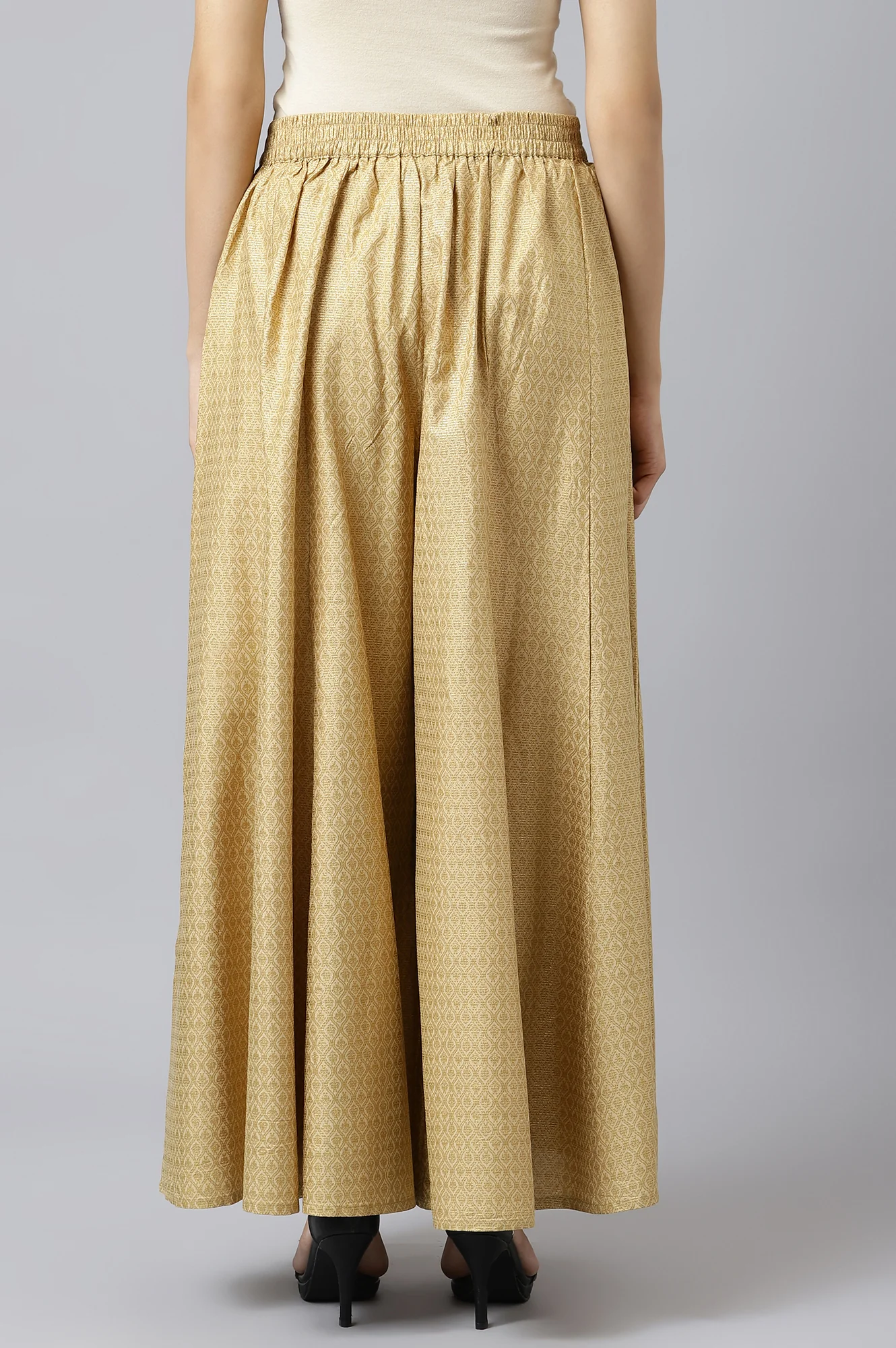 Beige Solid Culottes - Image 3