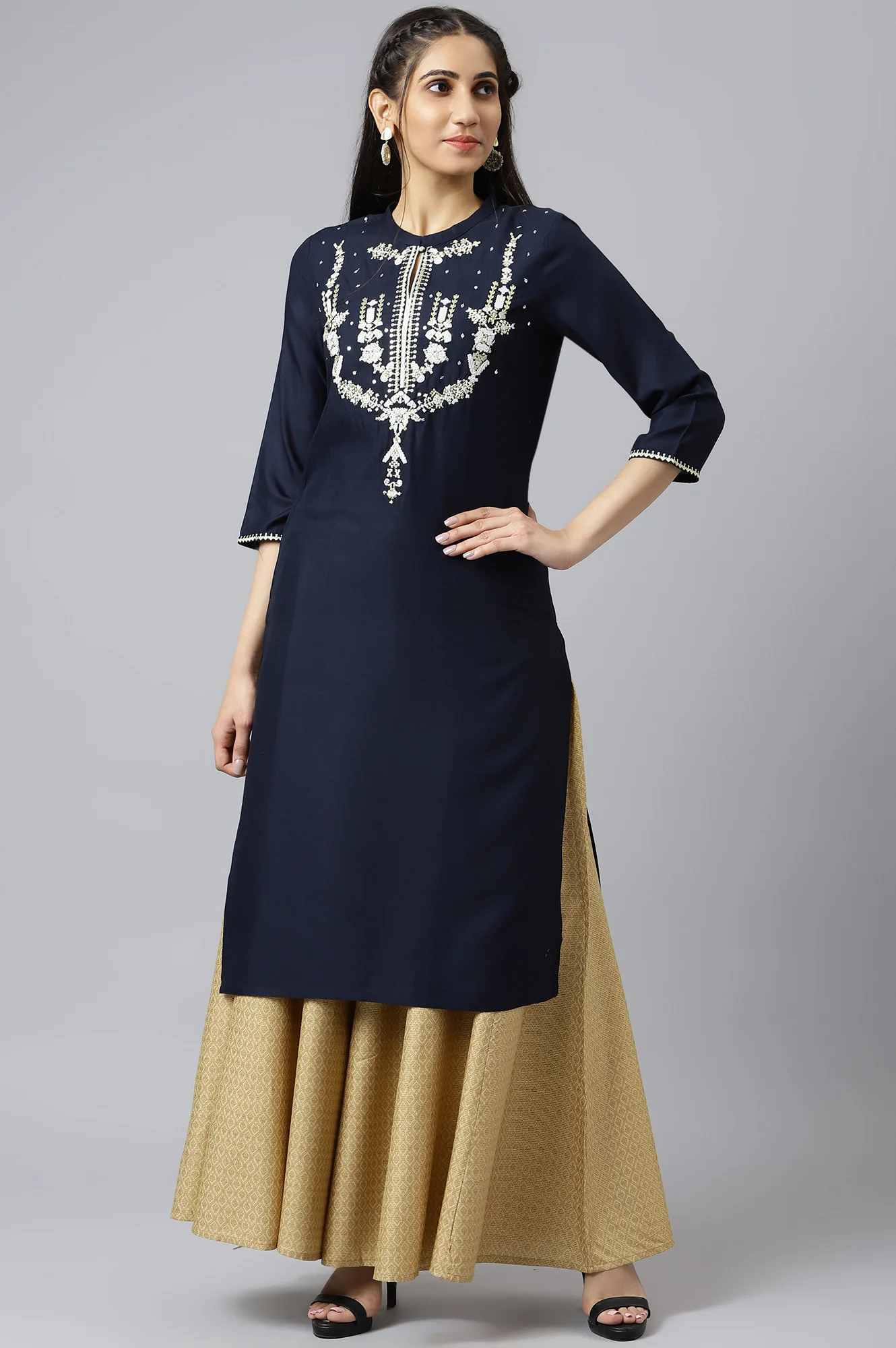 Beige Solid Culottes - Image 4