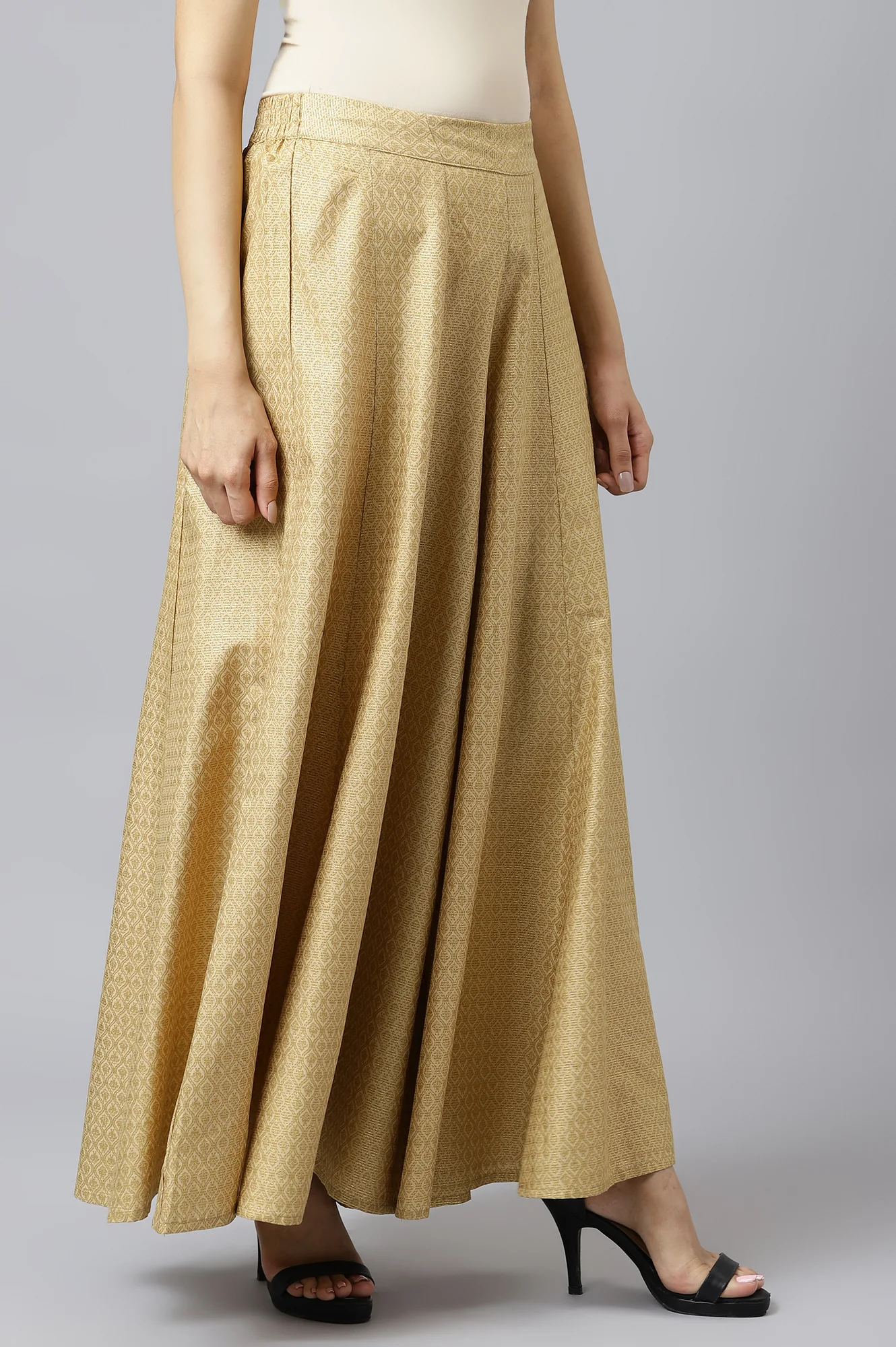 Beige Solid Culottes - Image 5