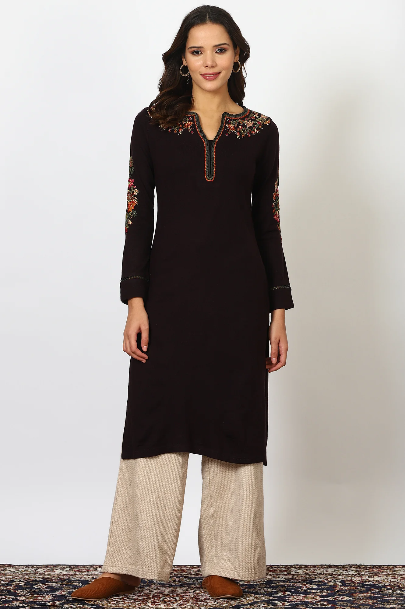 Beige Solid Rayon Parallel Pants - Image 5