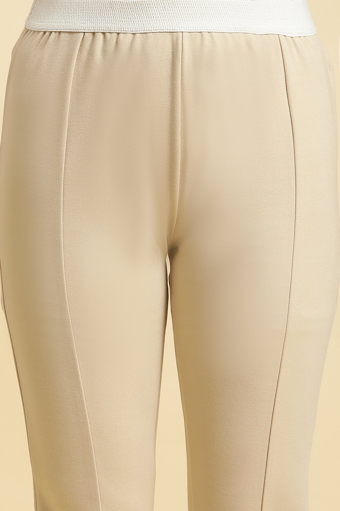 Beige Solid Skinny Rayon Legging - Image 6