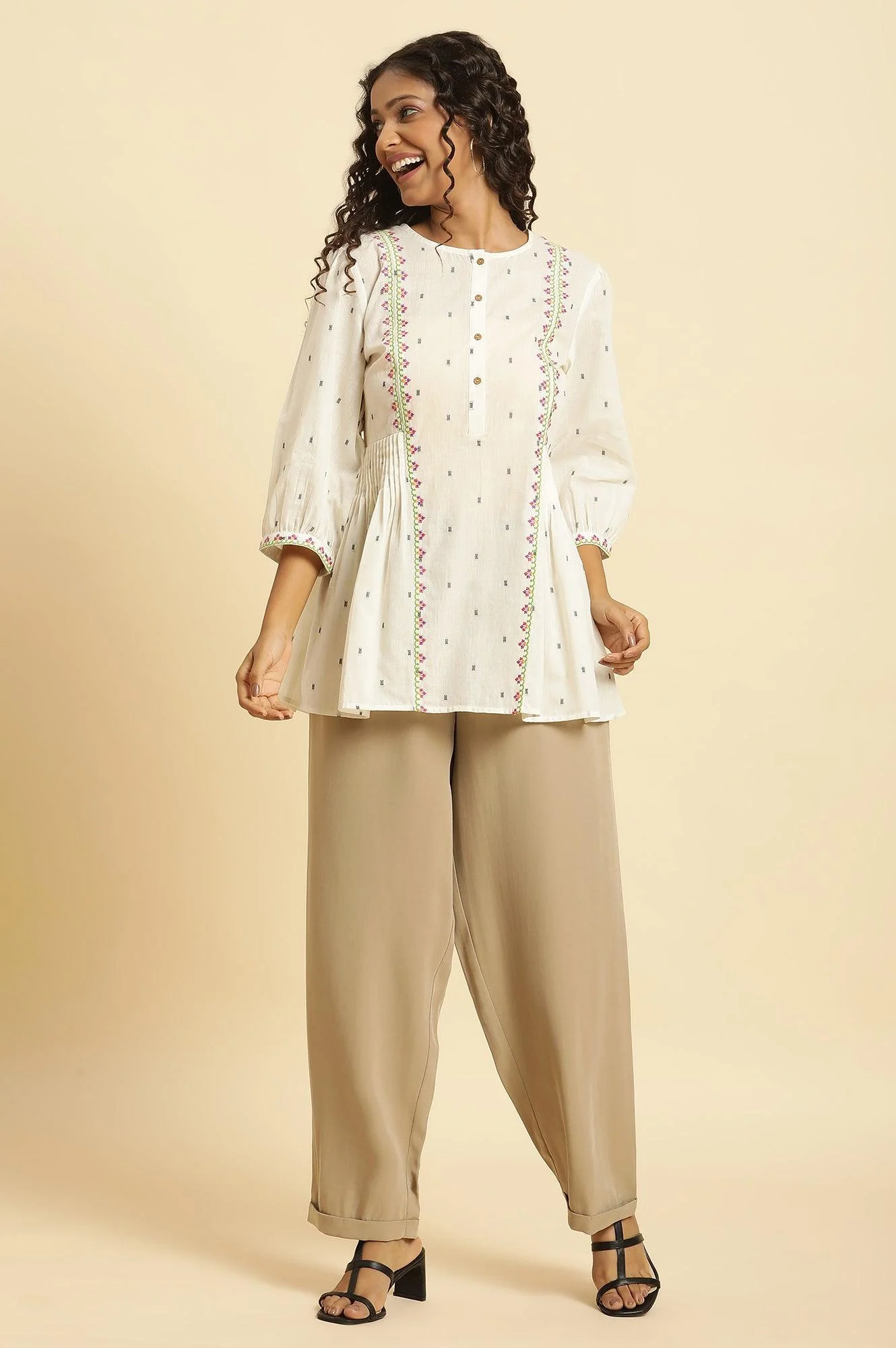 Beige Straight Western Straight Trouser - Image 5