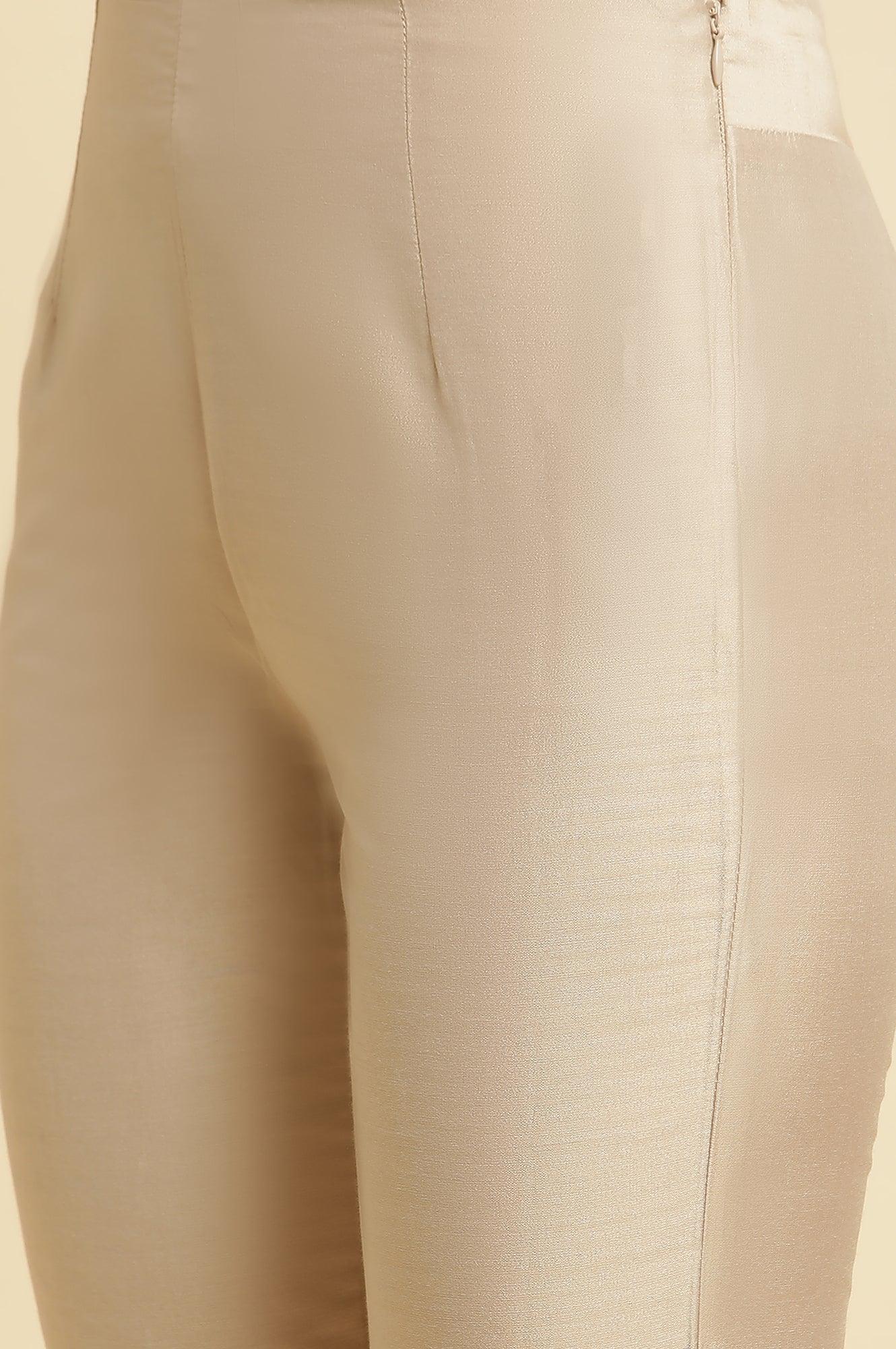 Beige Stripe Printed Kurta & Pants Set - Image 10