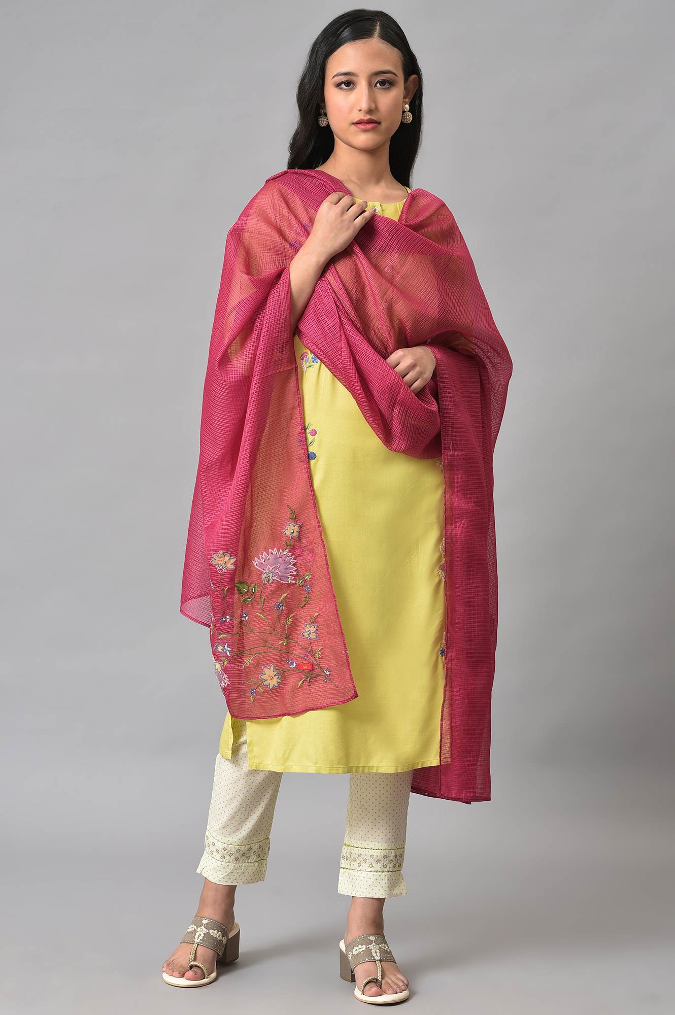 Berry Pink Kota Dupatta - Image 2
