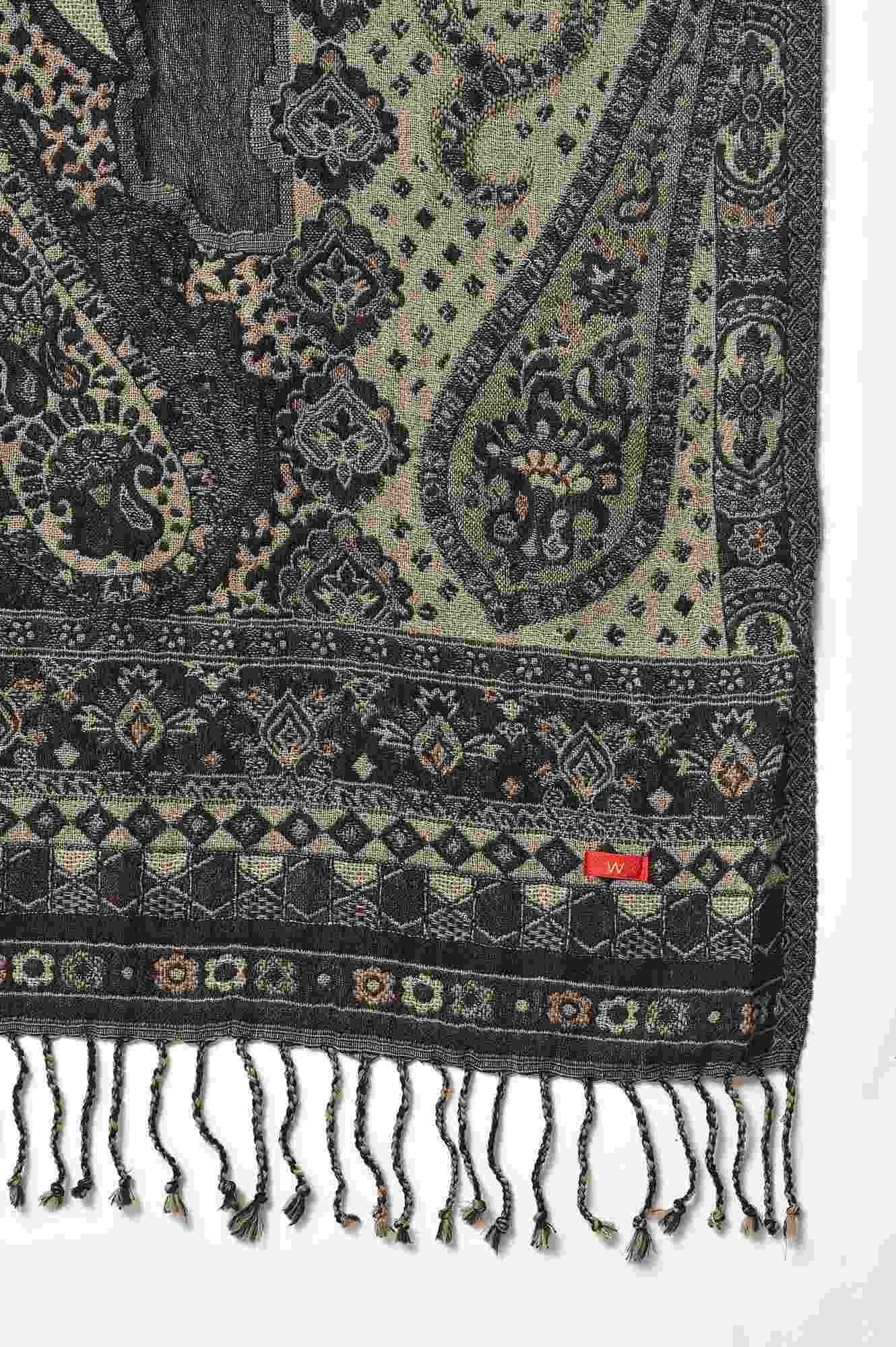 Black And Brown Paisley Printed Shawl - Image 4