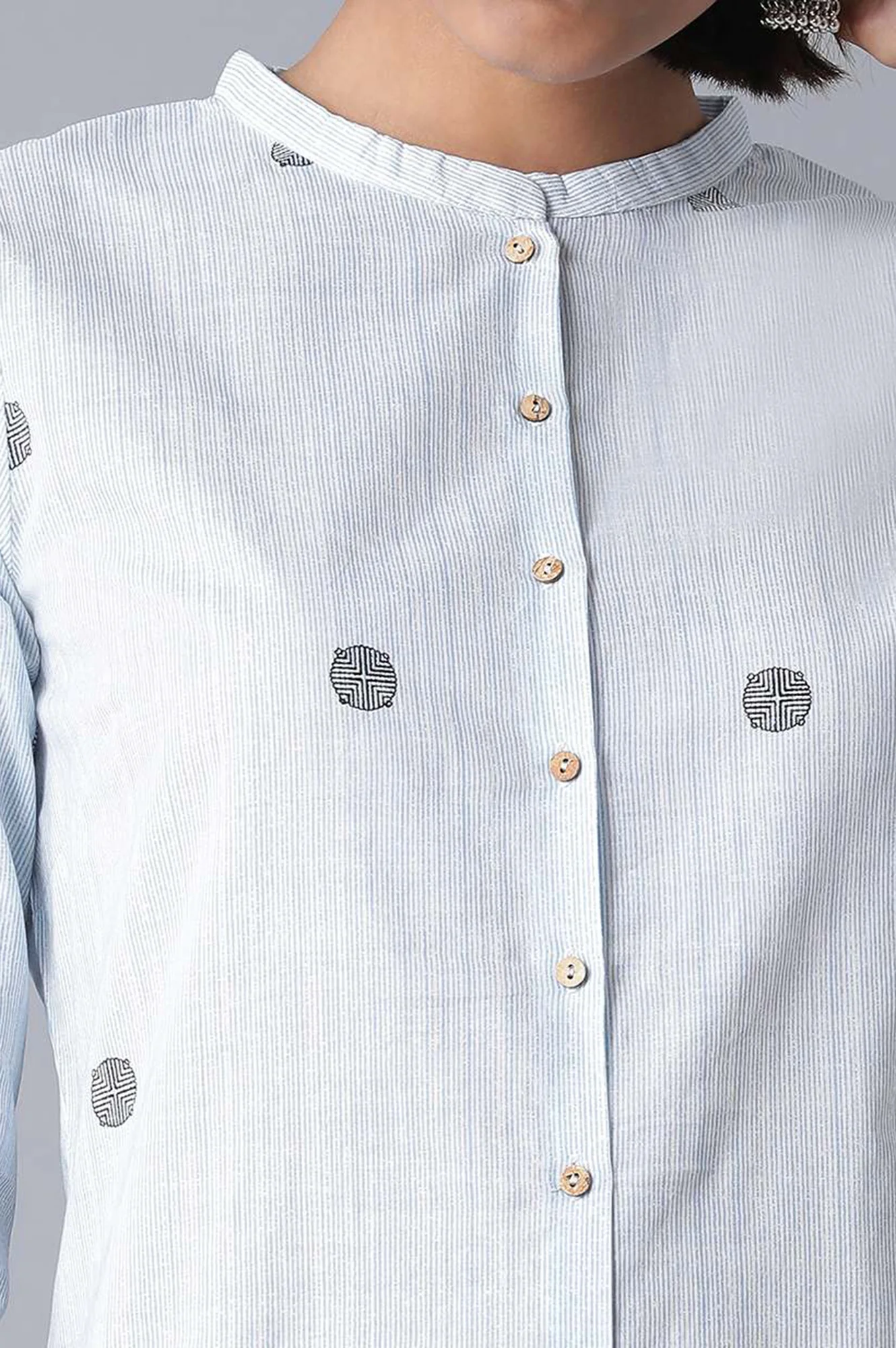 Black And Light Blue Printed Pure Cotton Straight Kurta Combo - Image 3