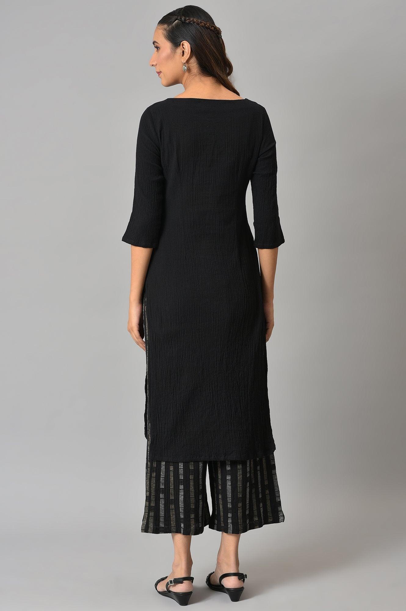 Black Crepe Tench Jacket Set - Image 9