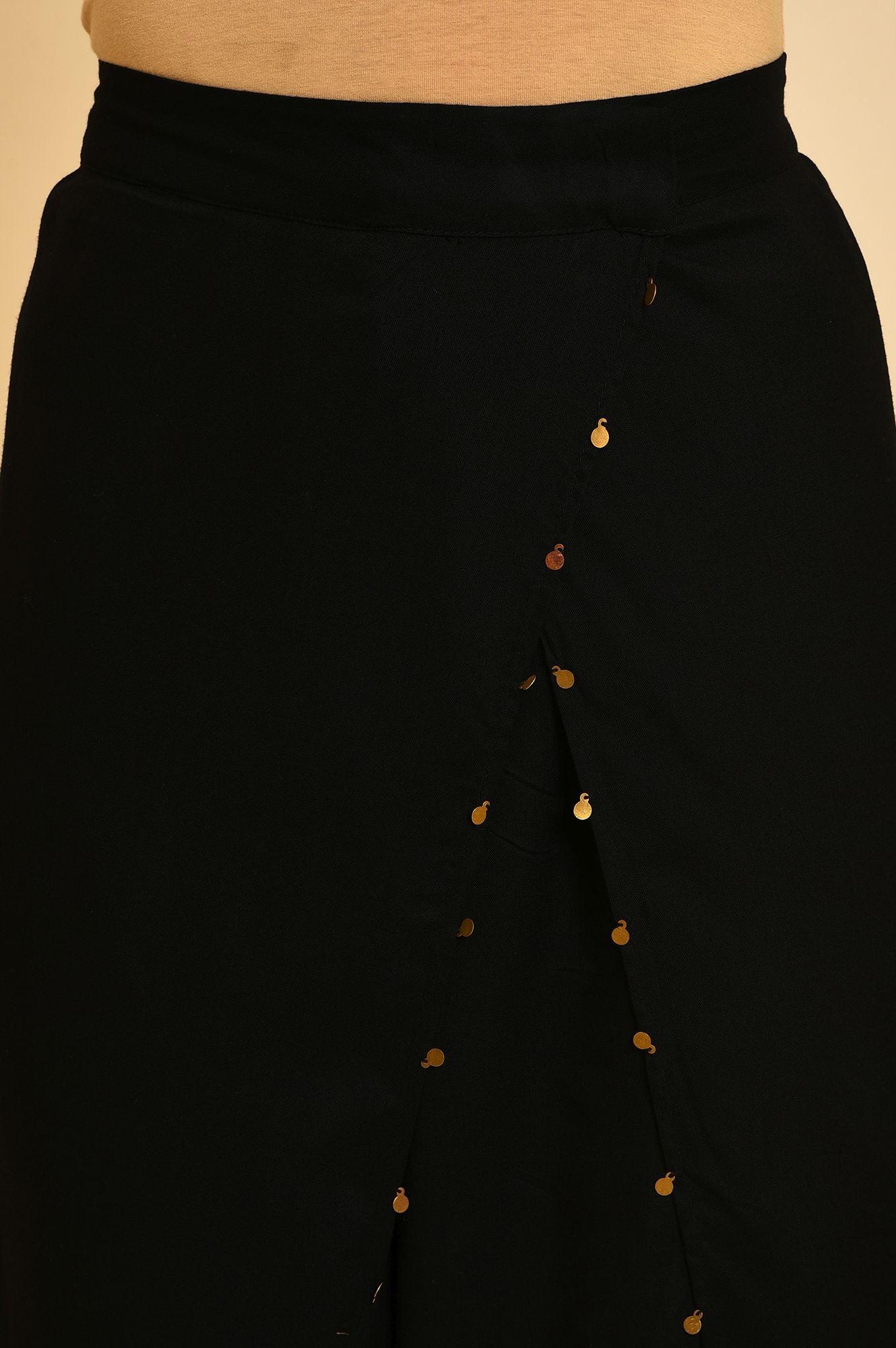 Black Dhoti Pants With Metal Hanging Trim - Image 6