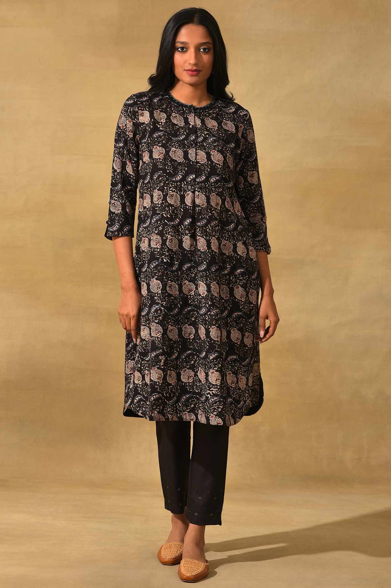 Black Embellished Silk Slim Pant - Image 5
