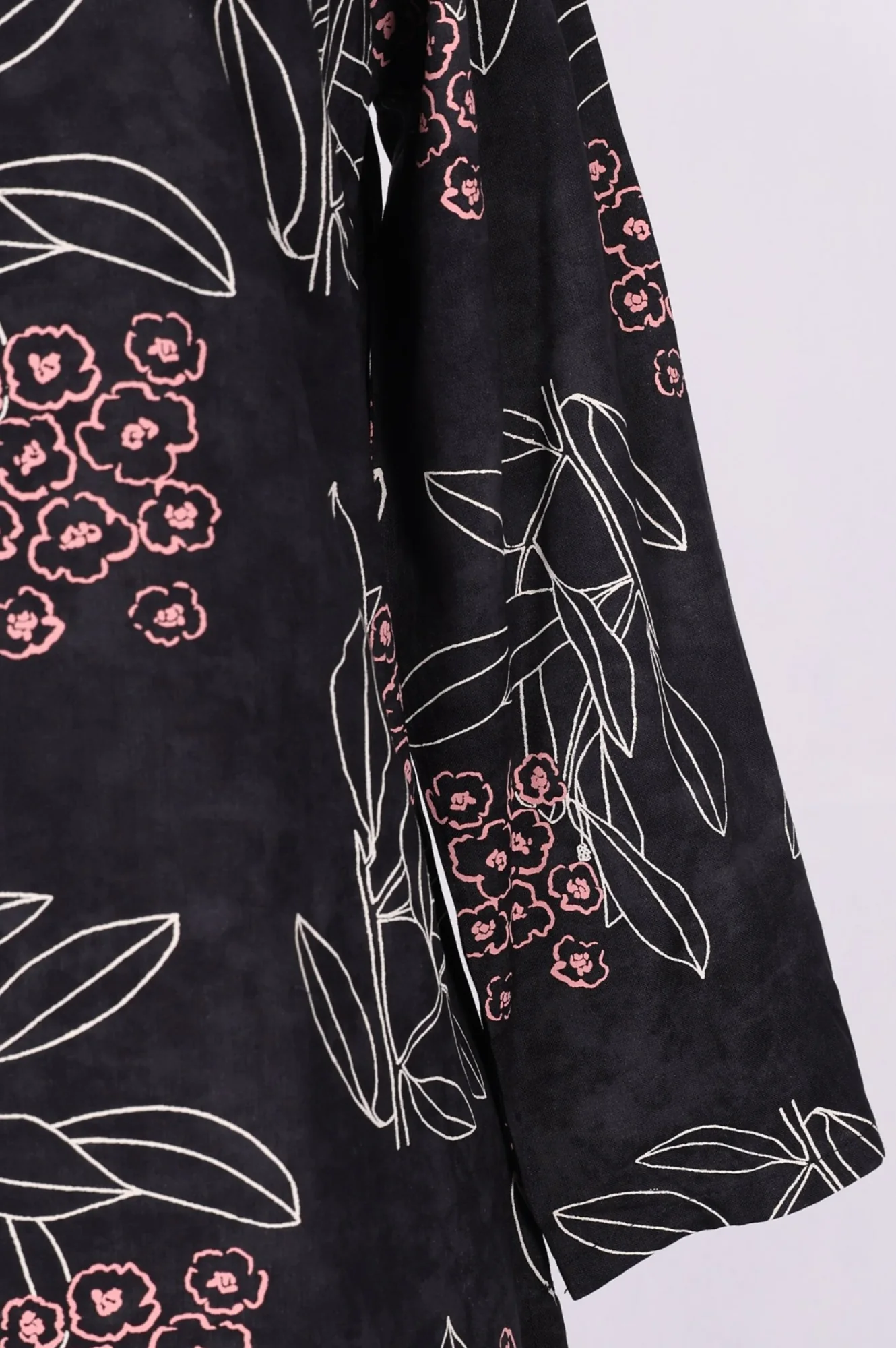 Black Floral Printed Rayon Straight Kurta - Image 6
