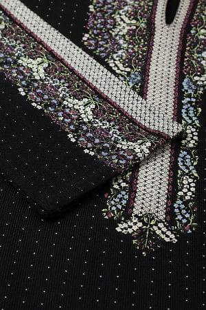 Black Floral Printed Straight Winter Plus Size kurta - Image 8
