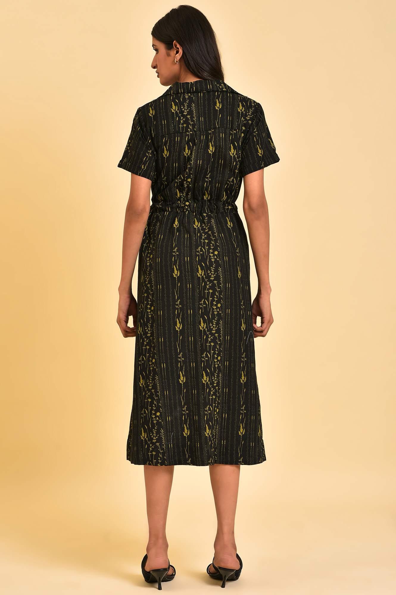 Black Floral Printed Vacation Dress - Image 2