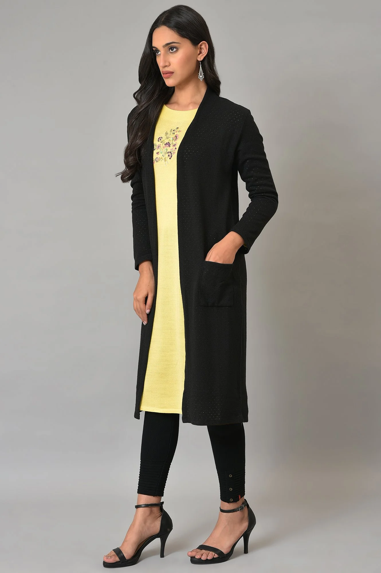 Black Front Open Winter Shrug - Image 3