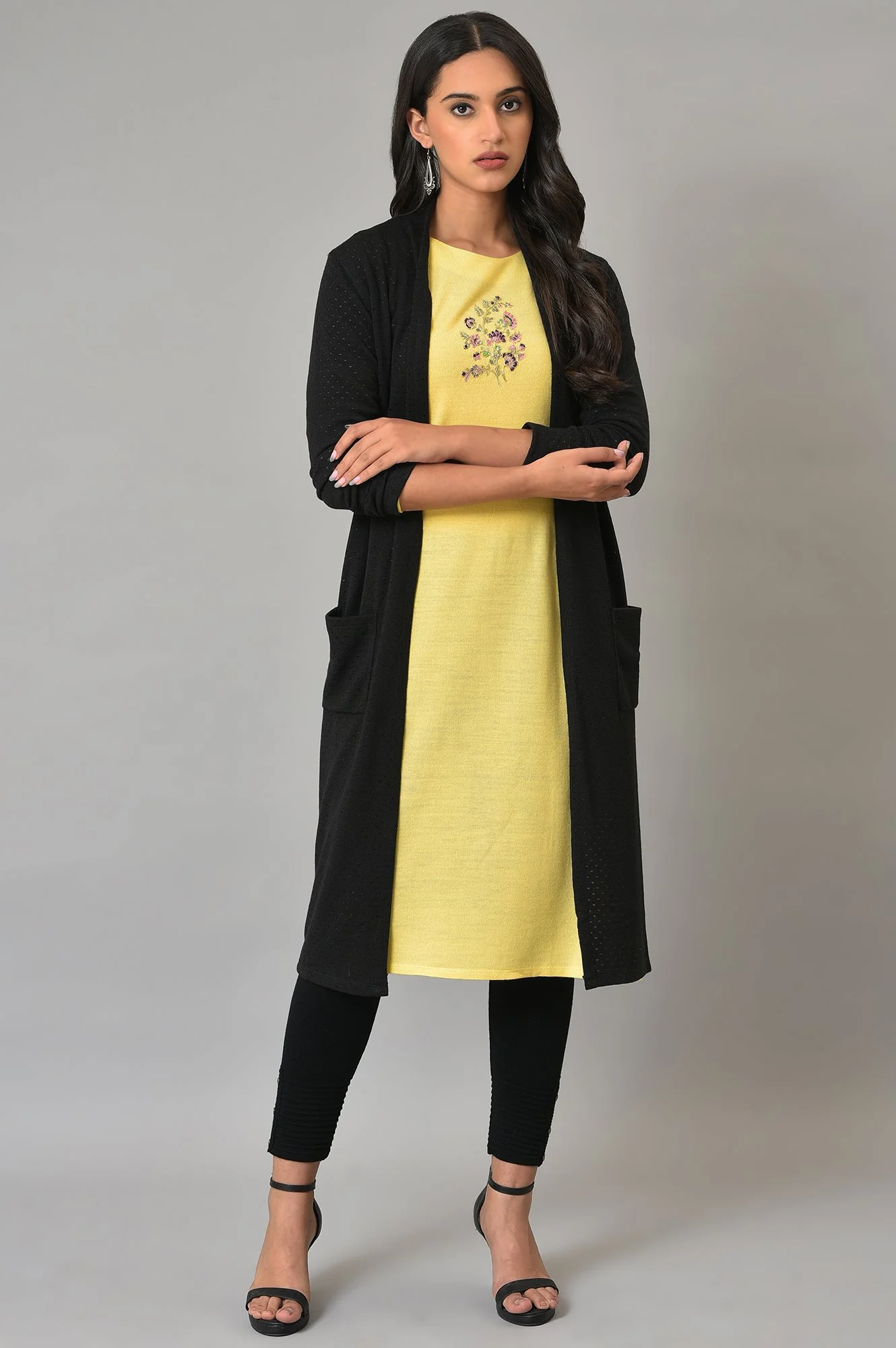 Black Front Open Winter Shrug - Image 6