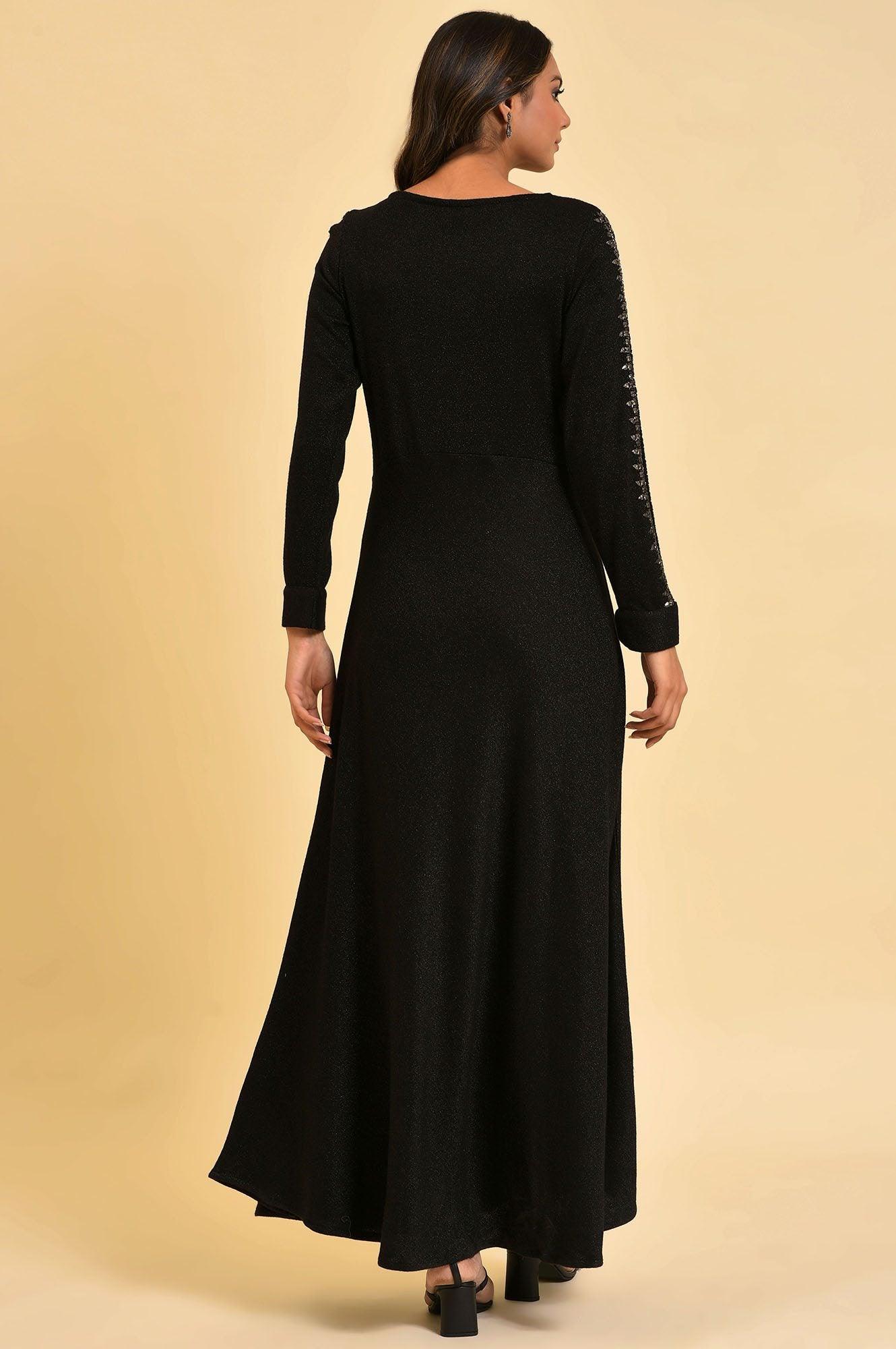 Black Full Length Embellished Dress - Image 2