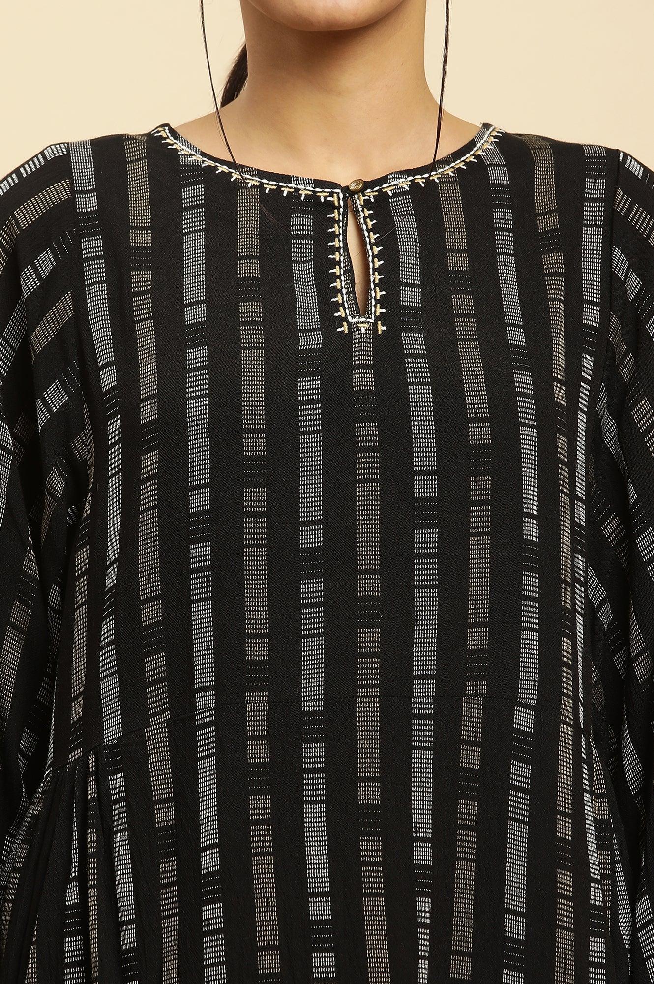 Black Gathered Top With Embroidery - Image 7