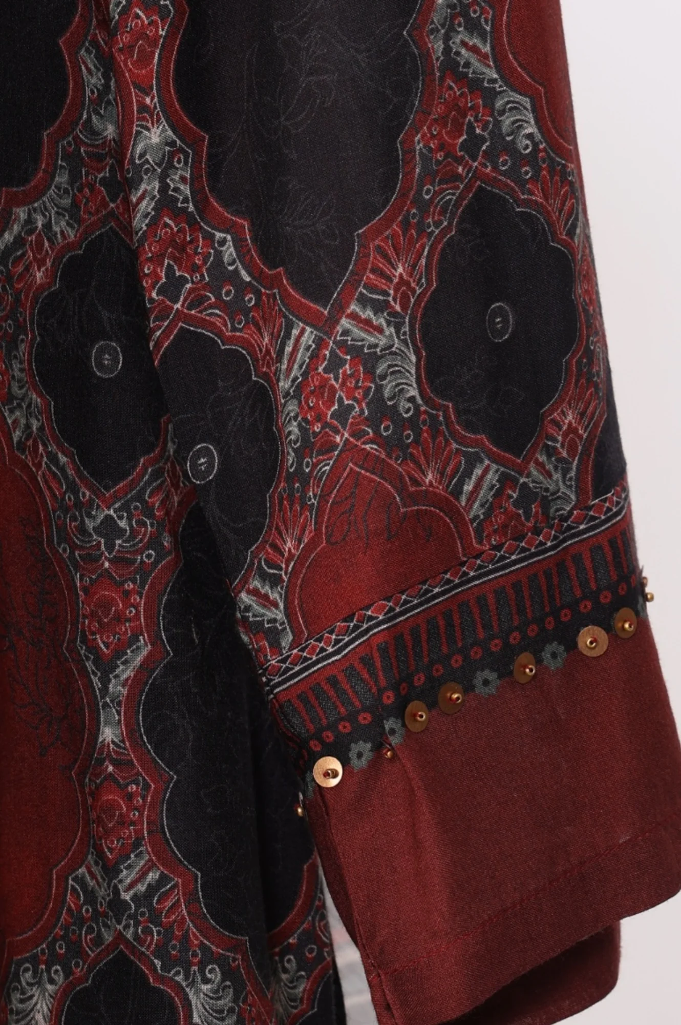 Black Geometric Printed Modal Straight Kurta with Pants and Dupatta Set - Image 7