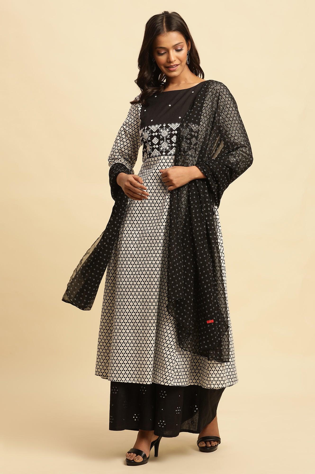 Black Georgette Printed Dupatta - Image 2