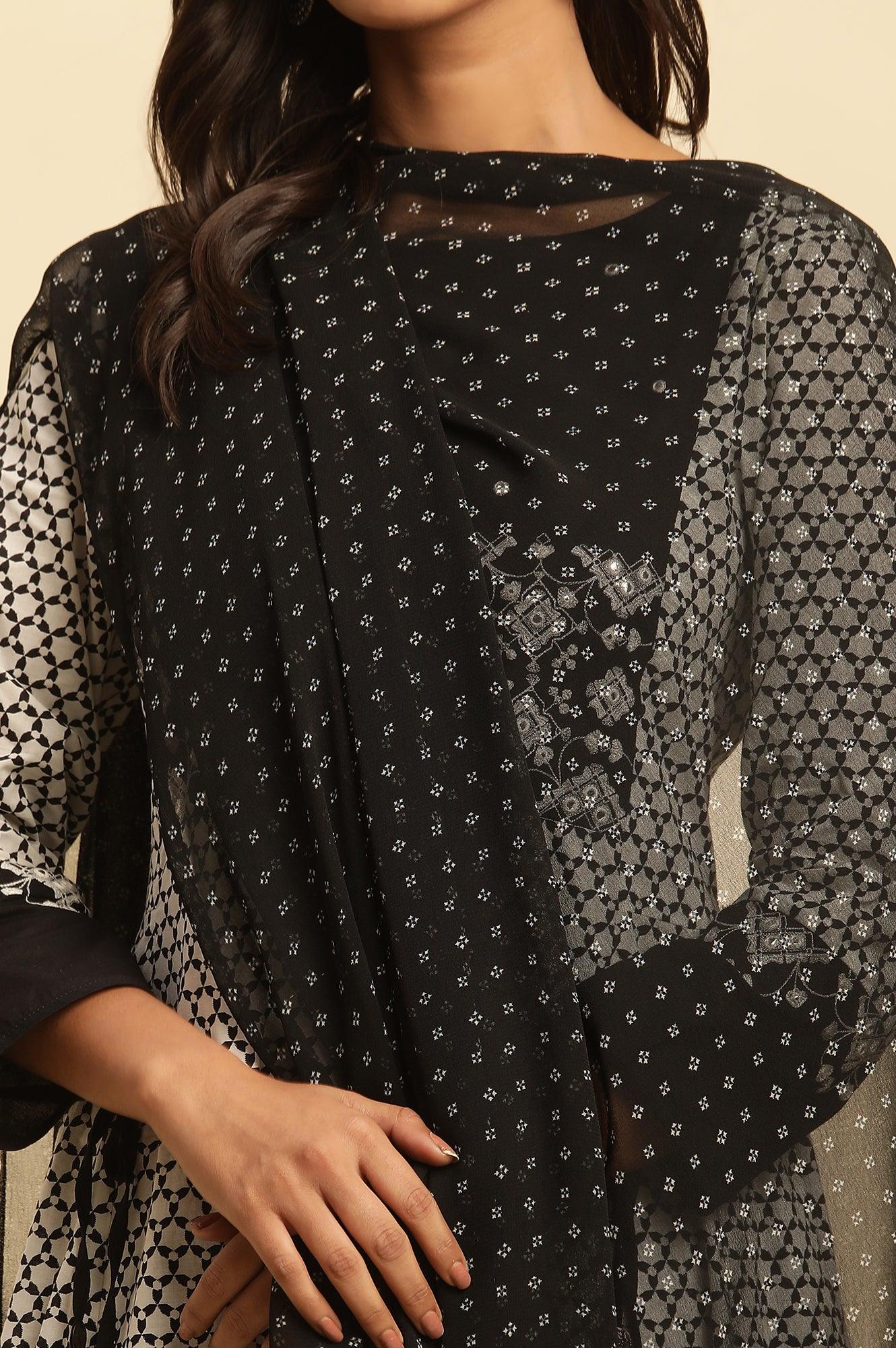 Black Georgette Printed Dupatta - Image 4