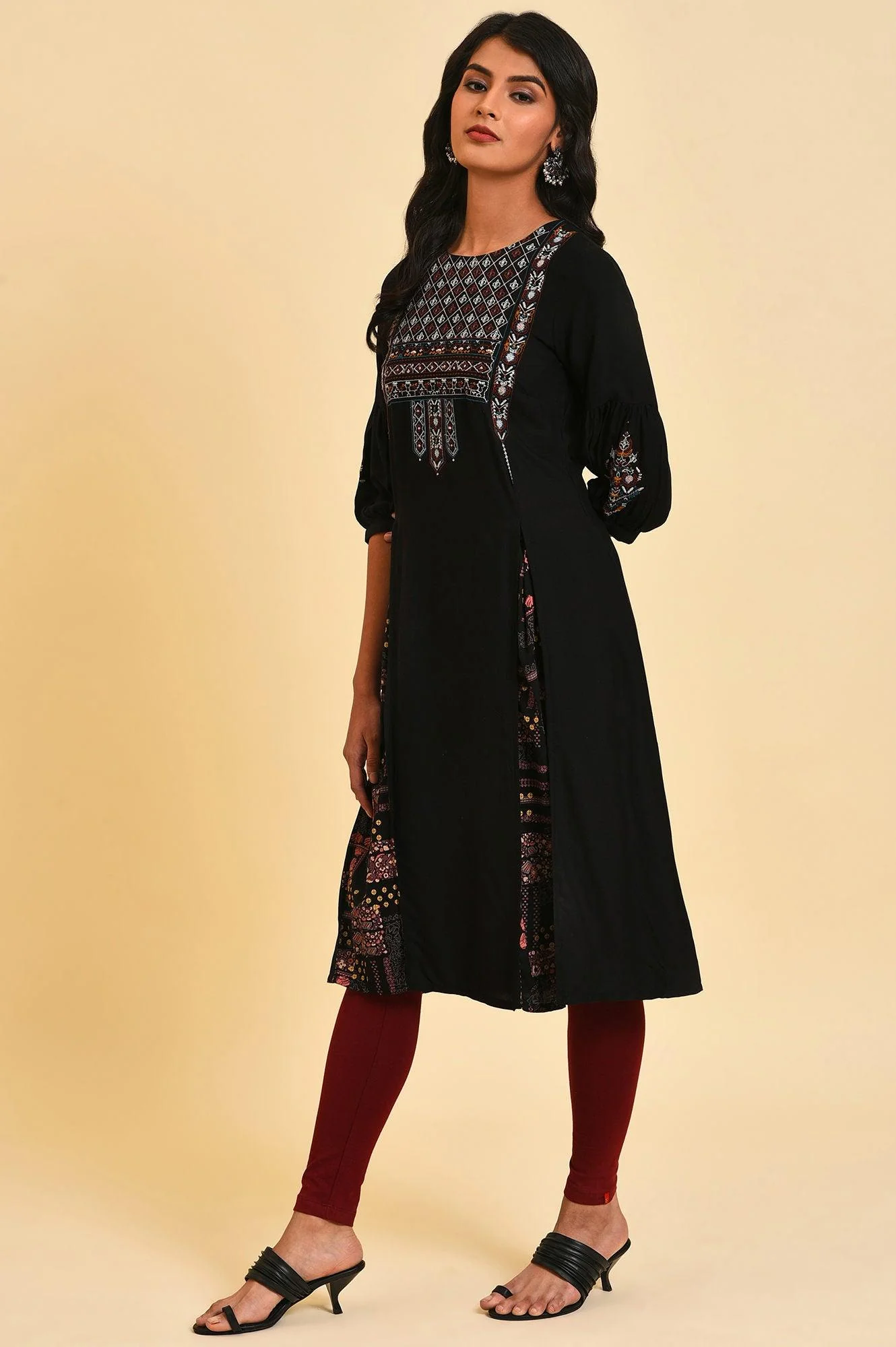 Black Godget Tunic With Multi-Coloured Embroidery - Image 3