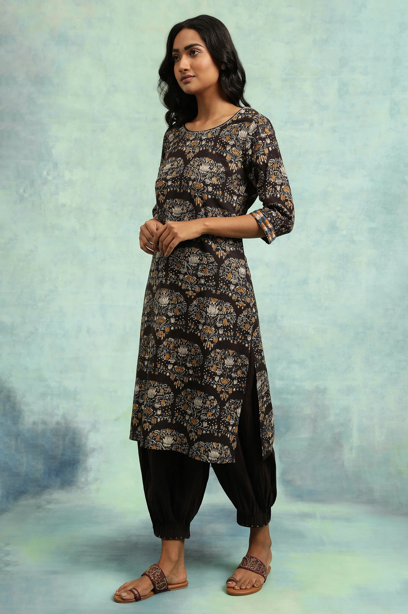 Black Hand Block Print kurta - Image 3