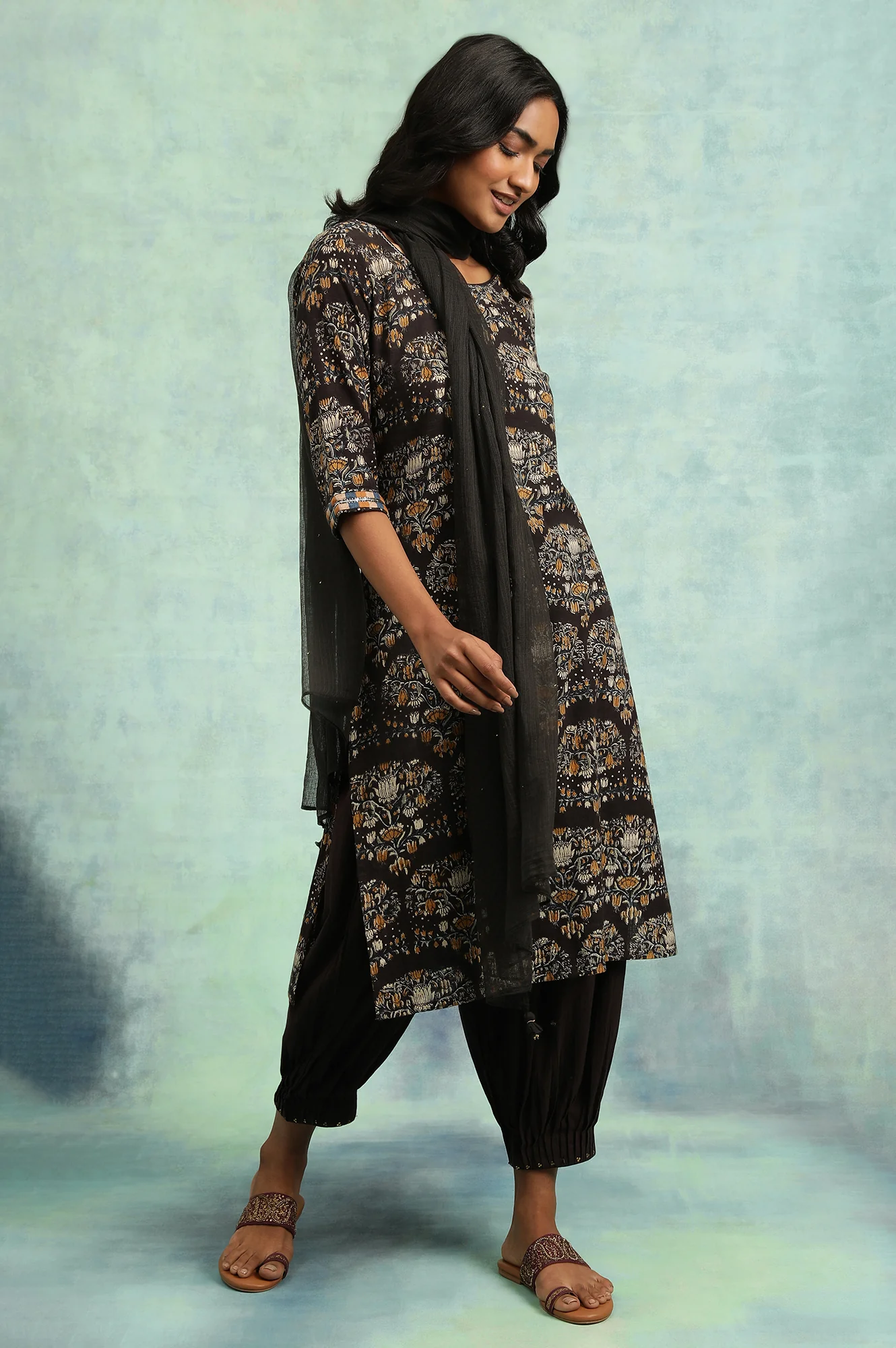 Black Hand Block Print kurta - Image 5
