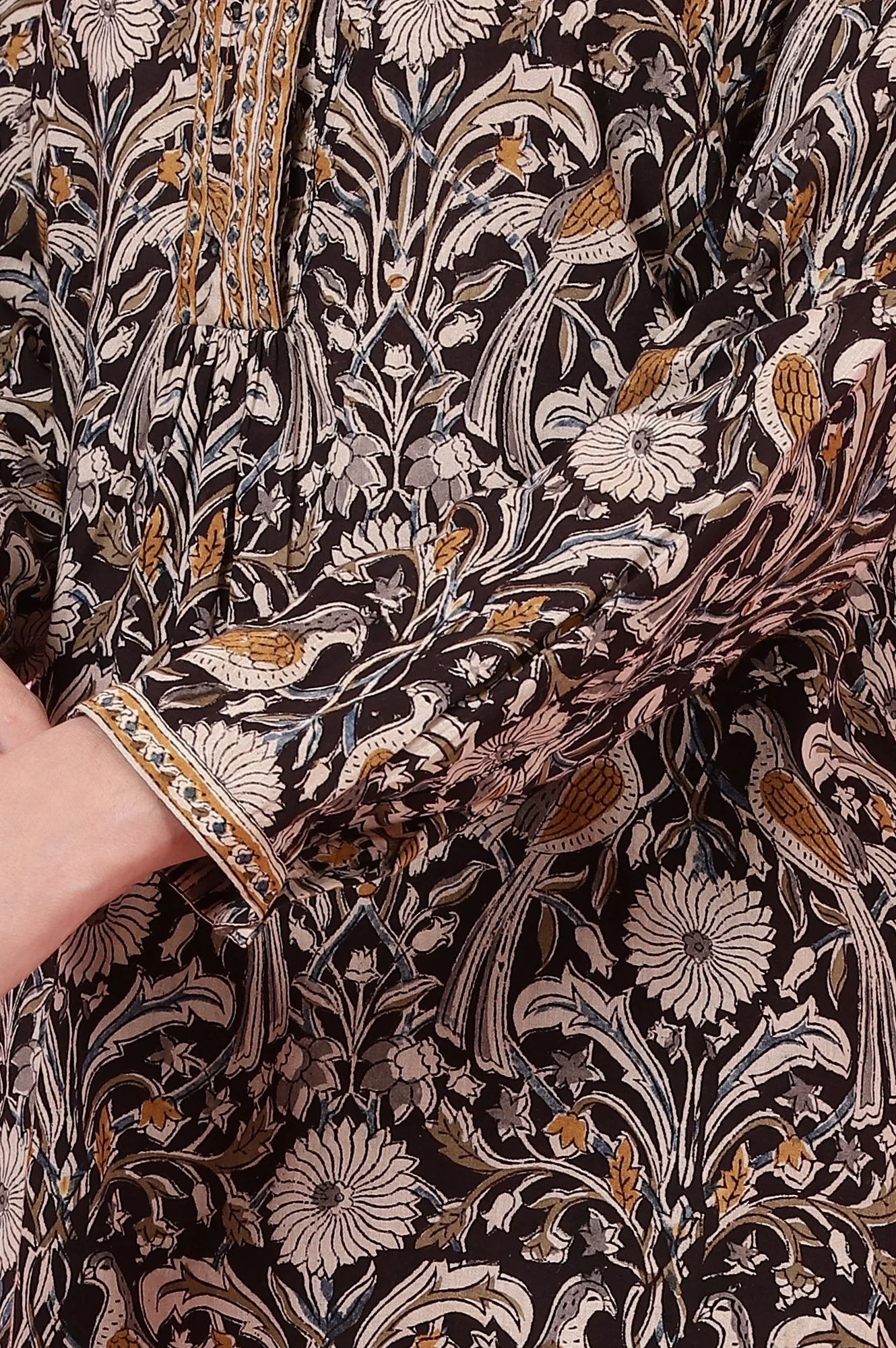 Black Handblock Print kalamkari Top in Soft Cotton - Image 8