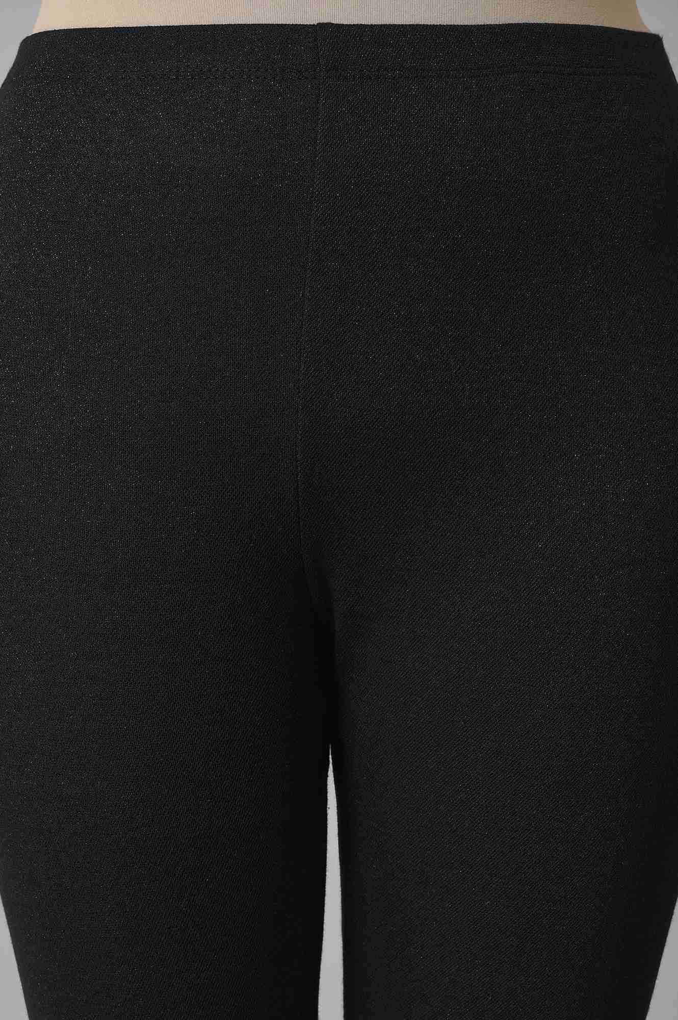 Black Solid Skinny Fit Tights With Elasticated Waist - Image 6