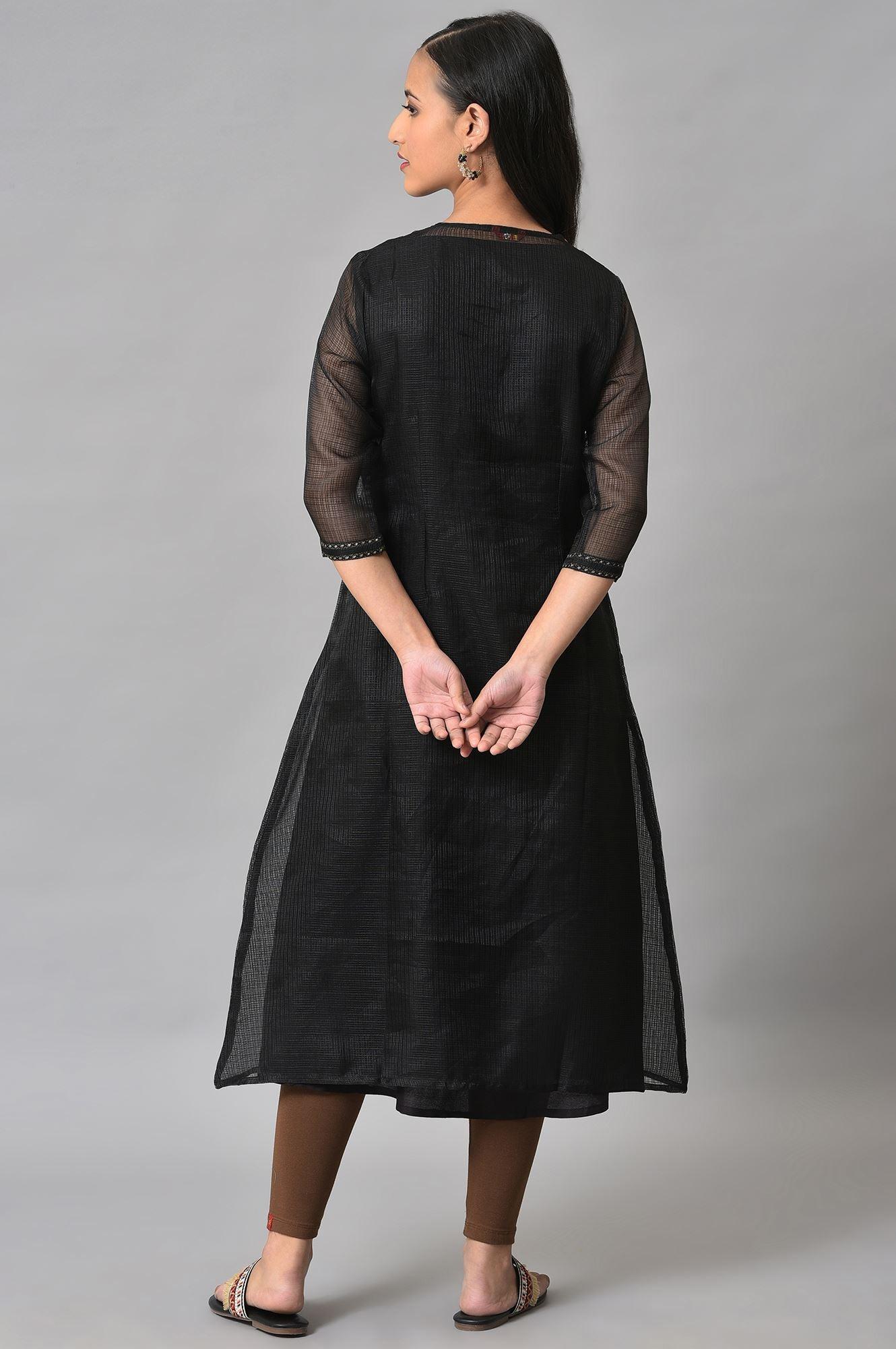 Black Kota Jacket With Solid Sleeveless kurta - Image 2