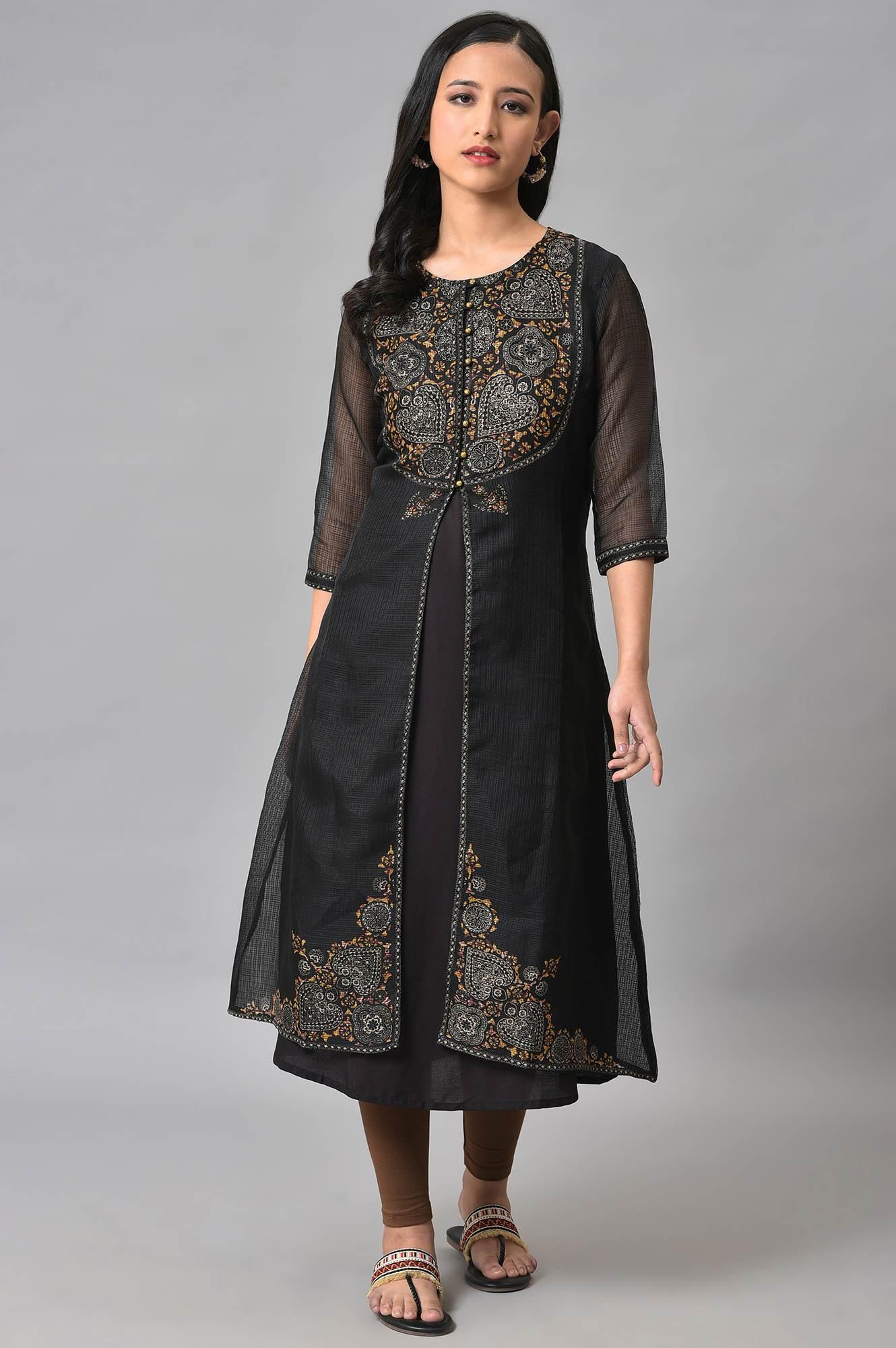 Black Kota Jacket With Solid Sleeveless kurta - Image 8