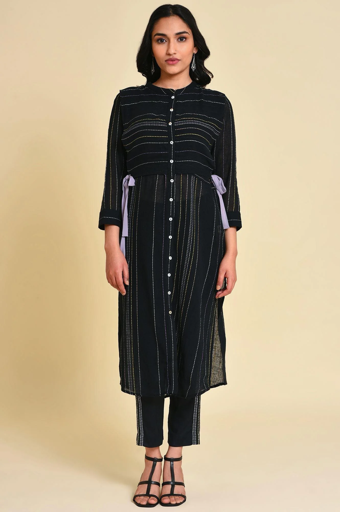 Black Mock Vest kurta Set - Image 10