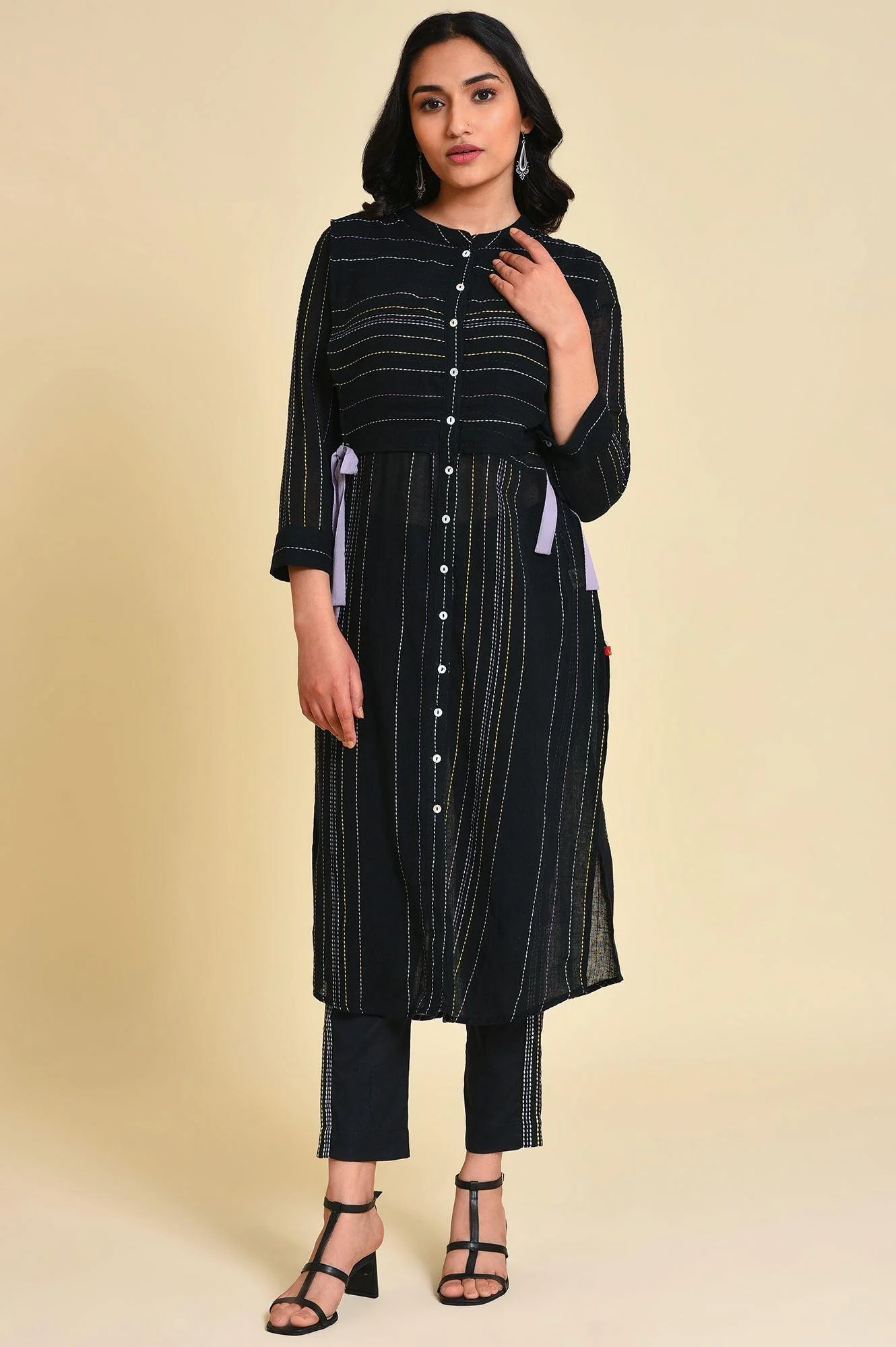 Black Mock Vest kurta Set - Image 2