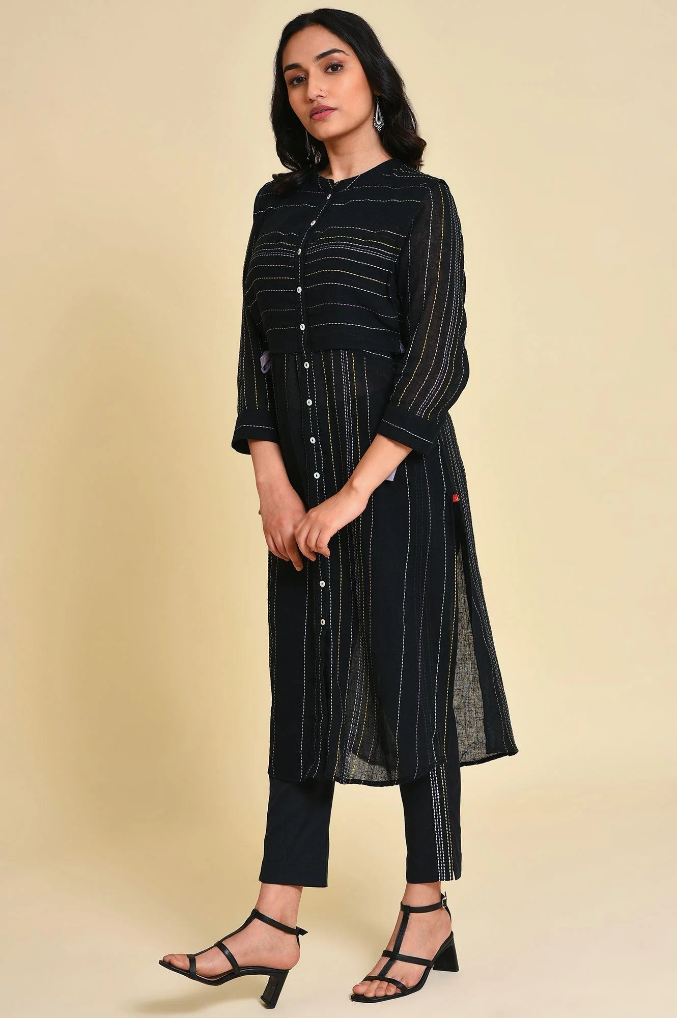 Black Mock Vest kurta Set - Image 4