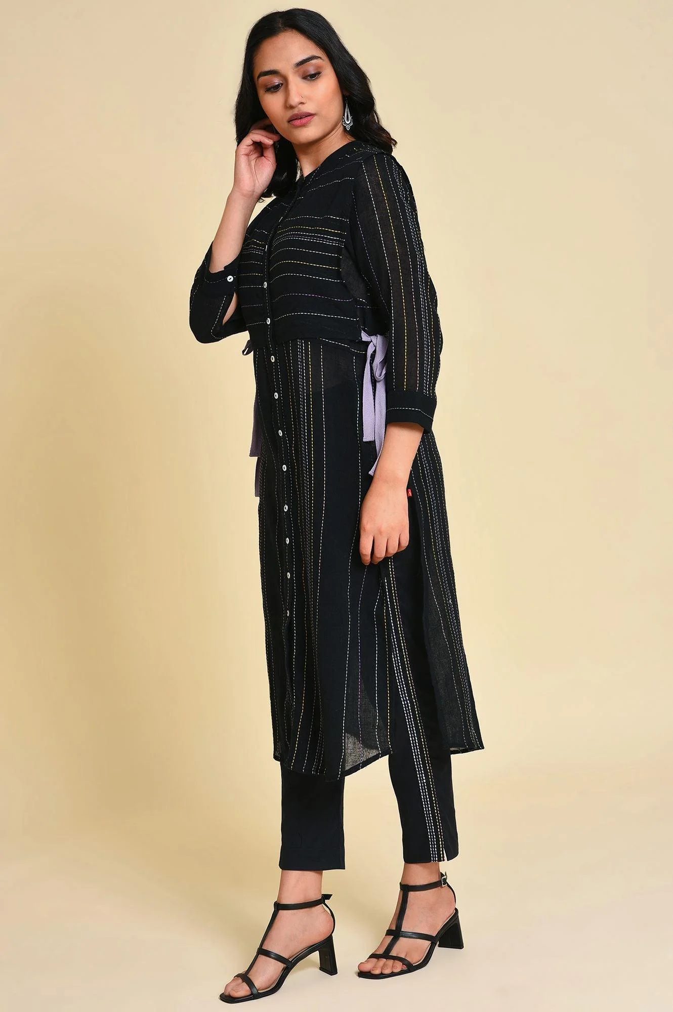 Black Mock Vest Plus Size kurta - Image 3