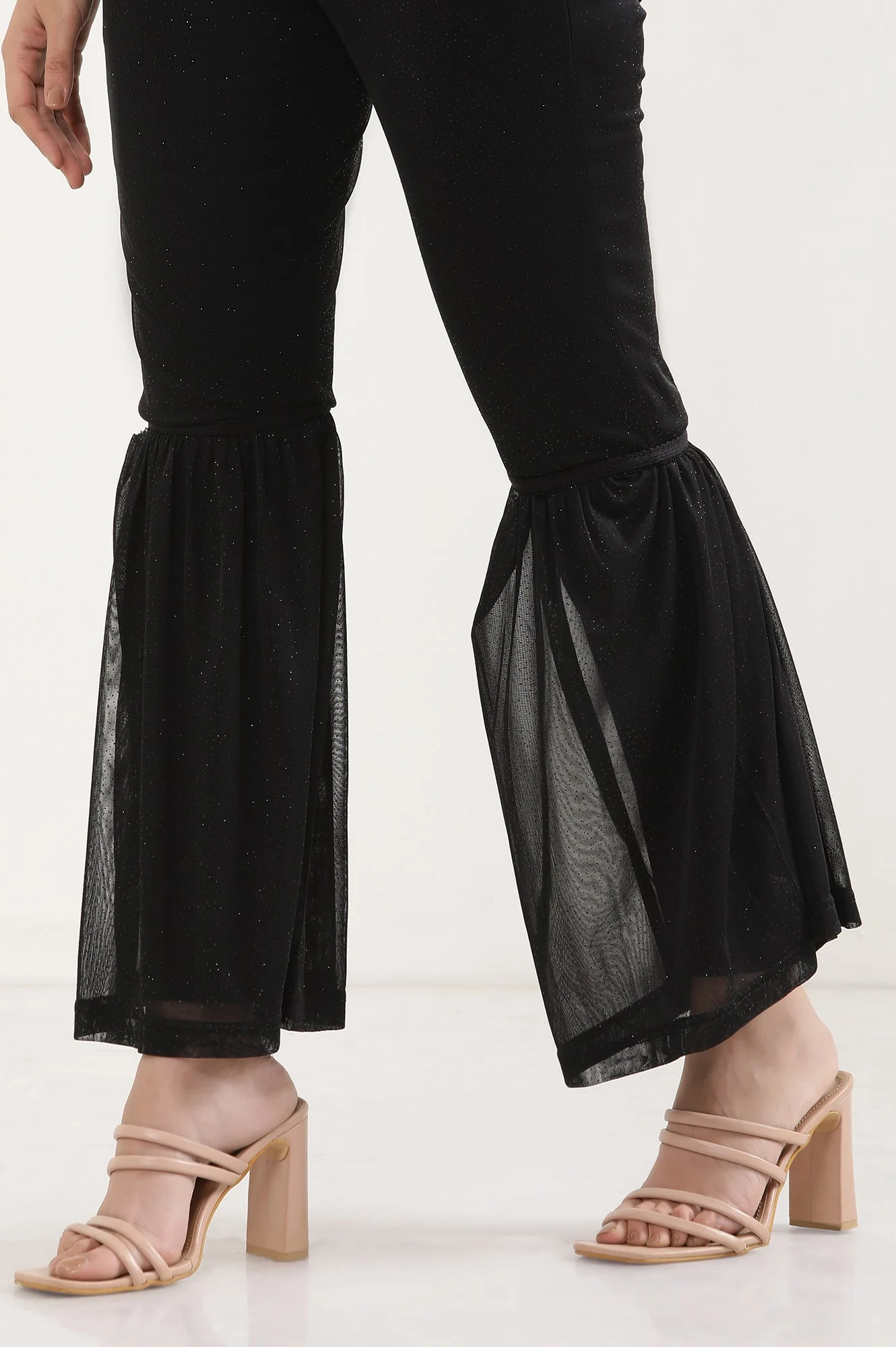 Black Printed Flared Sharara With Elasticated Waist - Image 8