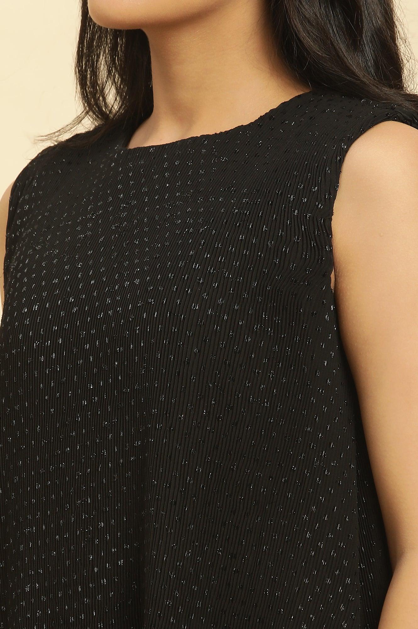Black Pleated Lurex Georgette Western Top - Image 7